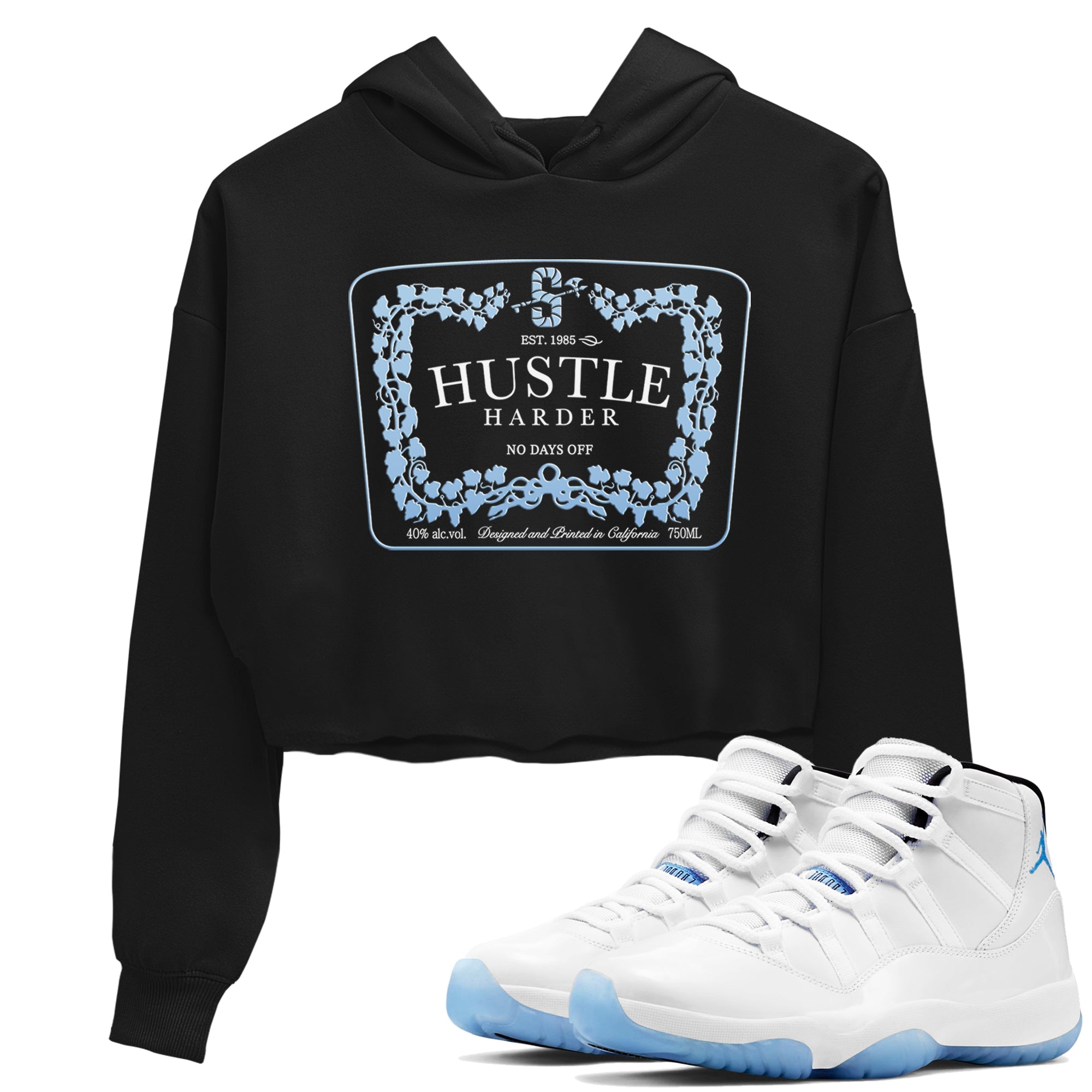 11s Columbia shirts to match jordans Hustle Harder sneaker match tees Air Jordan 11 Columbia Drip Gear Zone unisex cotton Black 1 Crop Shirts