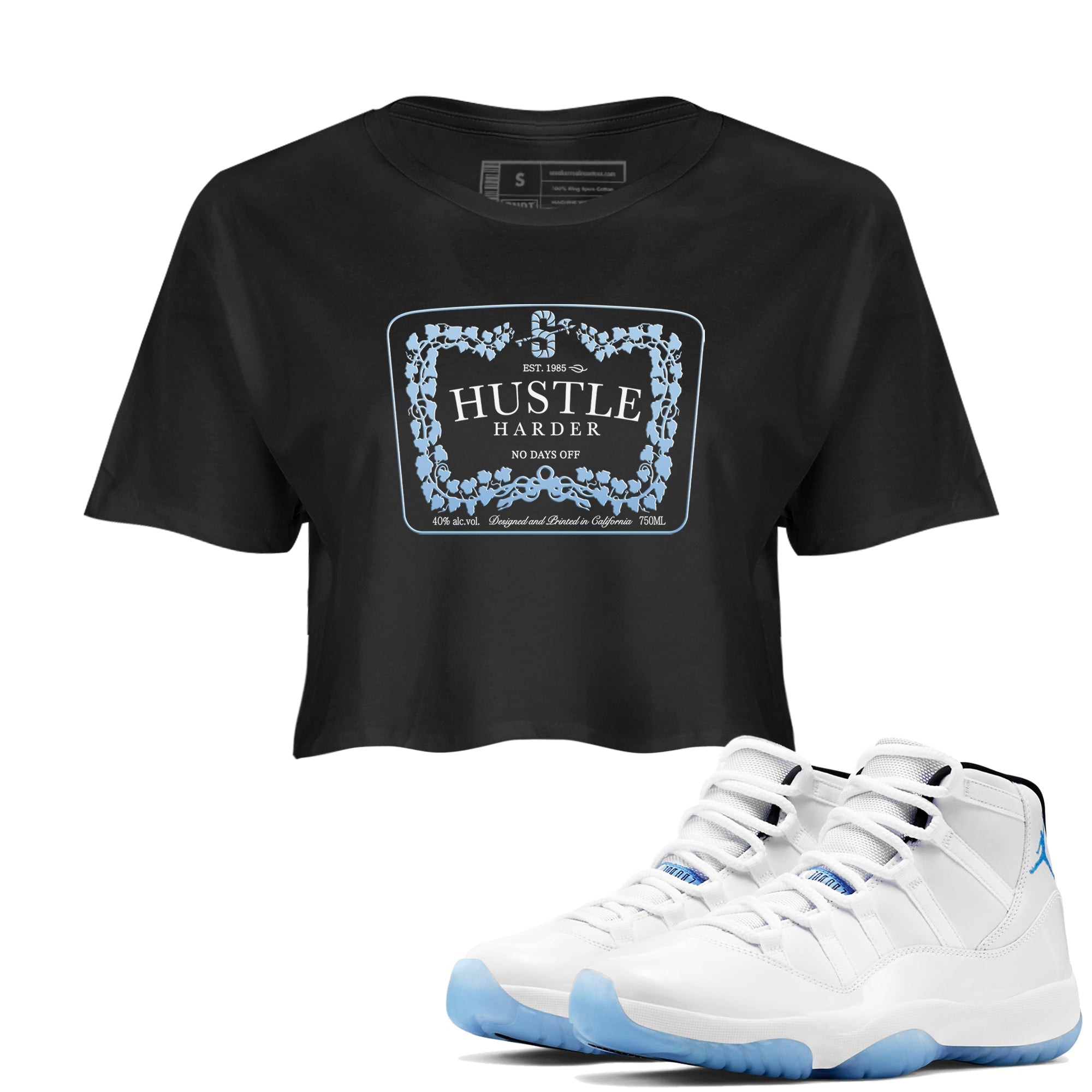 11s Columbia shirts to match jordans Hustle Harder sneaker match tees Air Jordan 11 Columbia Drip Gear Zone unisex cotton Black 1 Crop Shirts