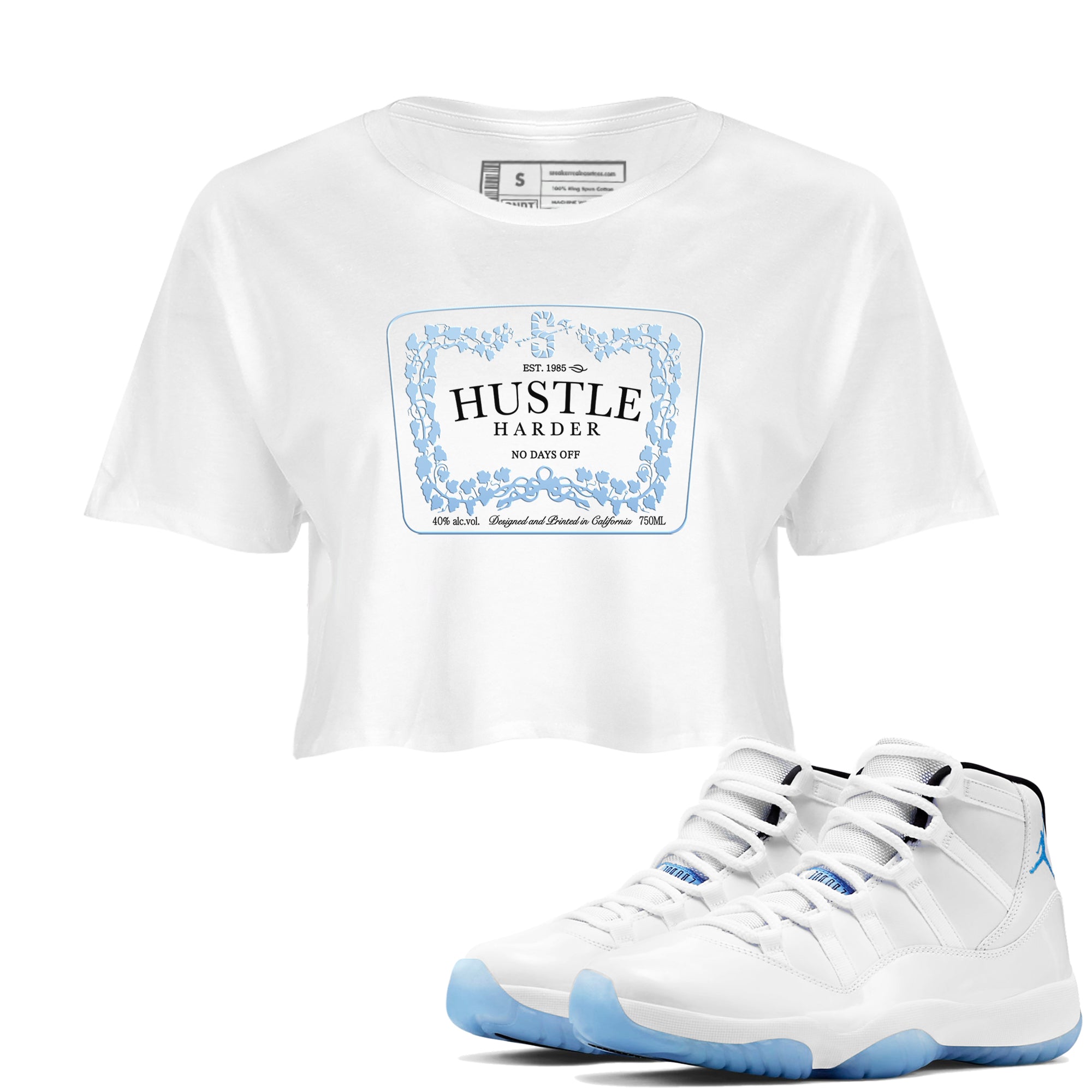 11s Columbia shirts to match jordans Hustle Harder sneaker match tees Air Jordan 11 Columbia Drip Gear Zone unisex cotton White 1 Crop Shirts