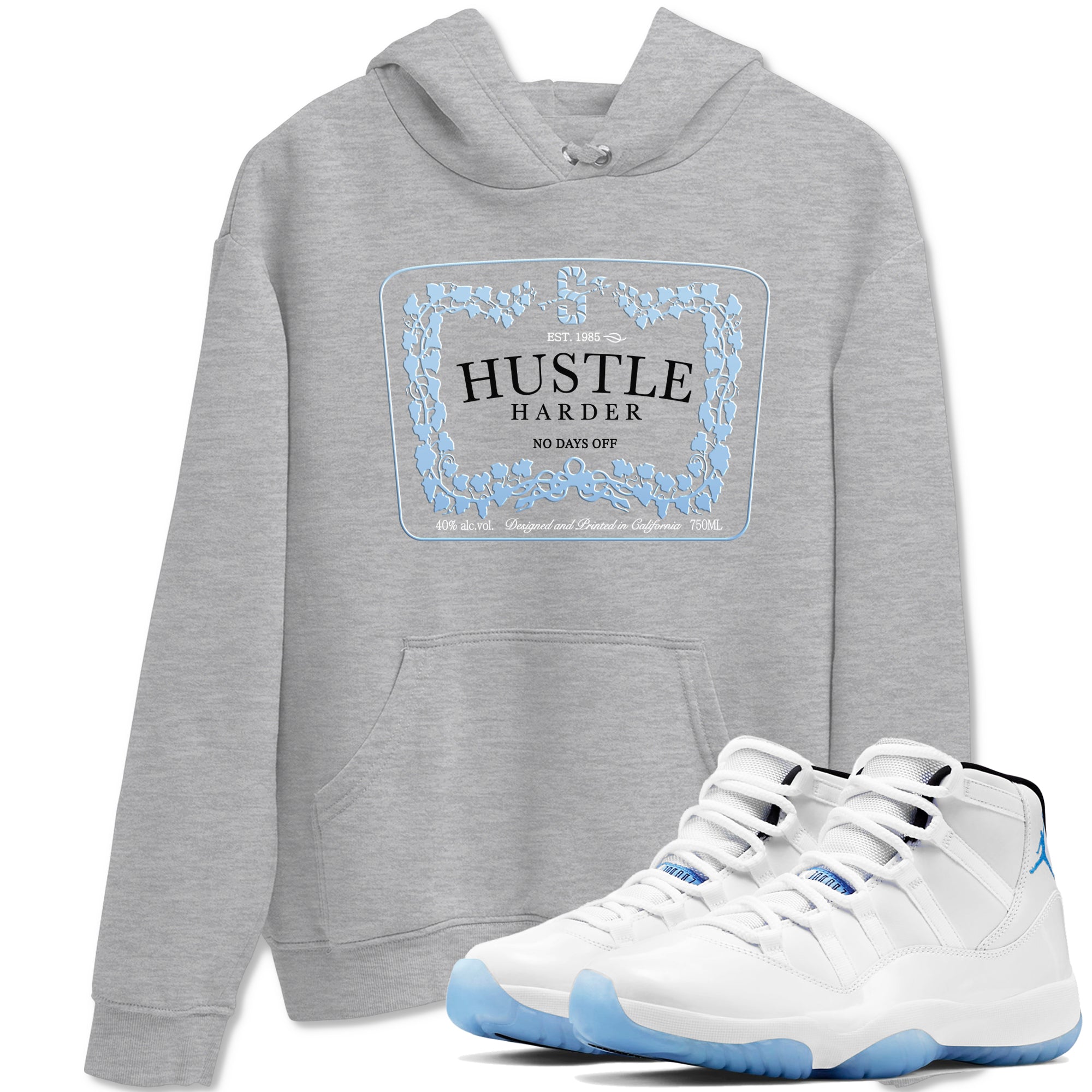 11s Columbia shirts to match jordans Hustle Harder sneaker match tees Air Jordan 11 Columbia Drip Gear Zone unisex cotton Heather Grey 1 crew neck shirts