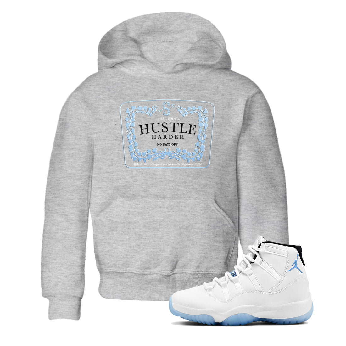 11s Columbia shirts to match jordans Hustle Harder sneaker match tees Air Jordan 11 Columbia Drip Gear Zone Youth Baby Heather Grey 1 crew neck shirts