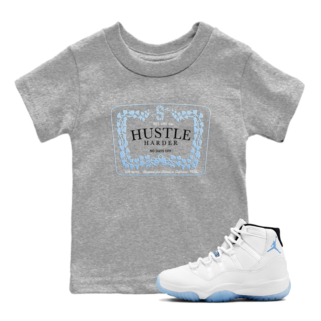 11s Columbia shirts to match jordans Hustle Harder sneaker match tees Air Jordan 11 Columbia Drip Gear Zone Youth Baby Heather Grey 1 crew neck shirts