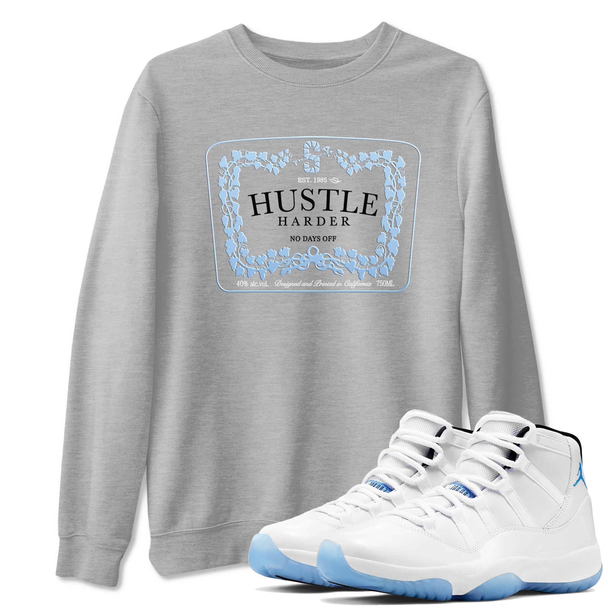 11s Columbia shirts to match jordans Hustle Harder sneaker match tees Air Jordan 11 Columbia Drip Gear Zone unisex cotton Heather Grey 1 crew neck shirts