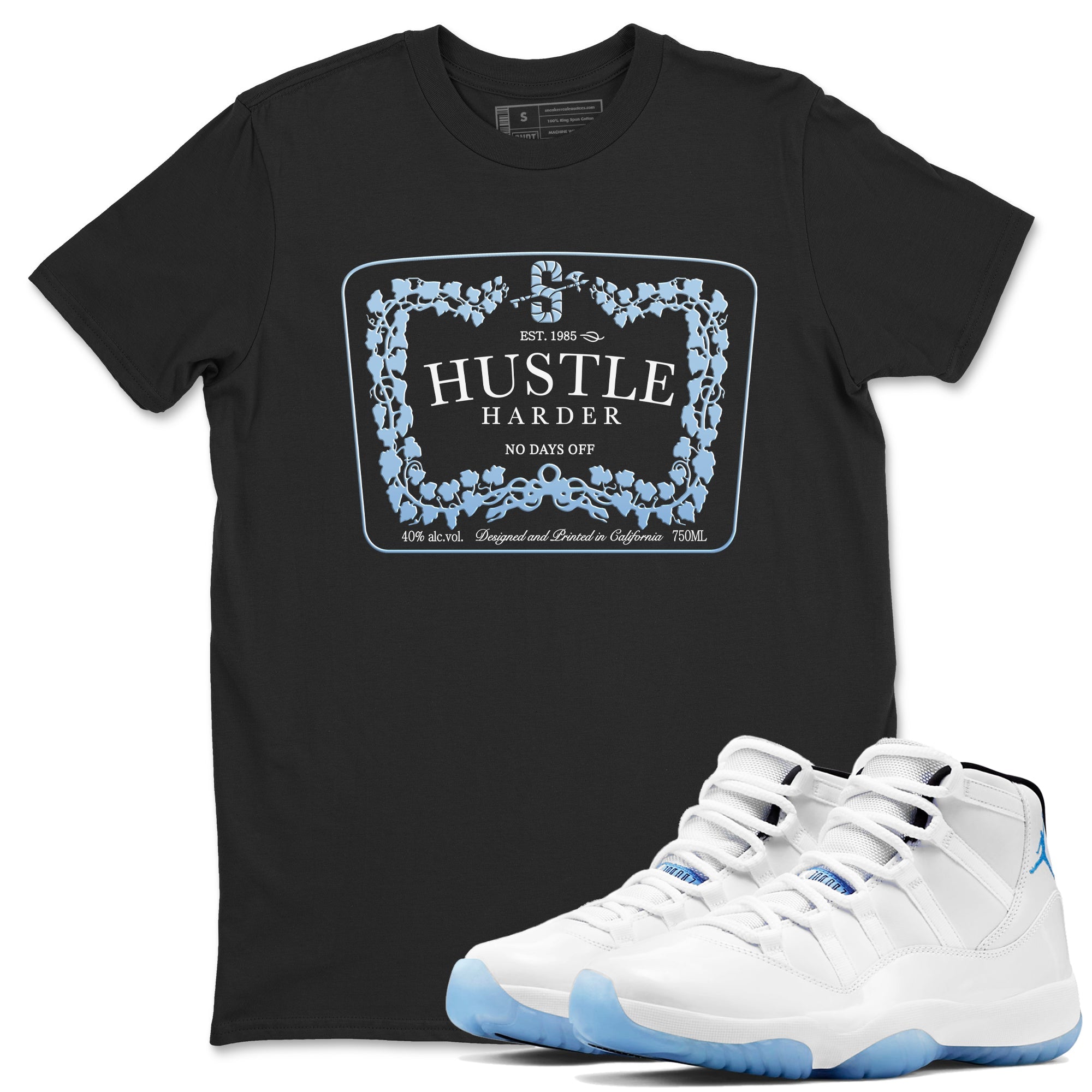 11s Columbia shirts to match jordans Hustle Harder sneaker match tees Air Jordan 11 Columbia Drip Gear Zone unisex cotton Black 1 crew neck shirts