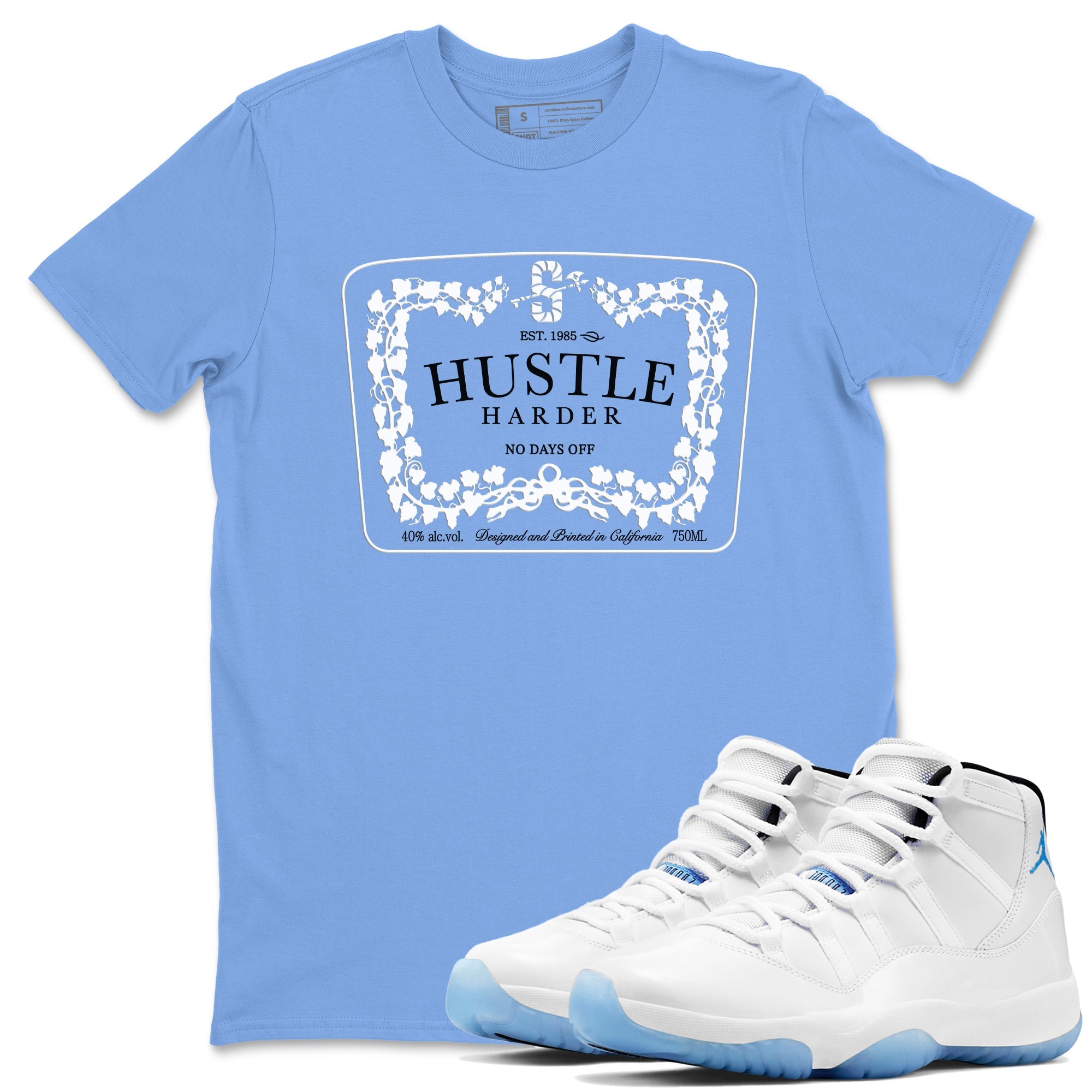 11s Columbia shirts to match jordans Hustle Harder sneaker match tees Air Jordan 11 Columbia Drip Gear Zone unisex cotton Carolina Blue 1 crew neck shirts