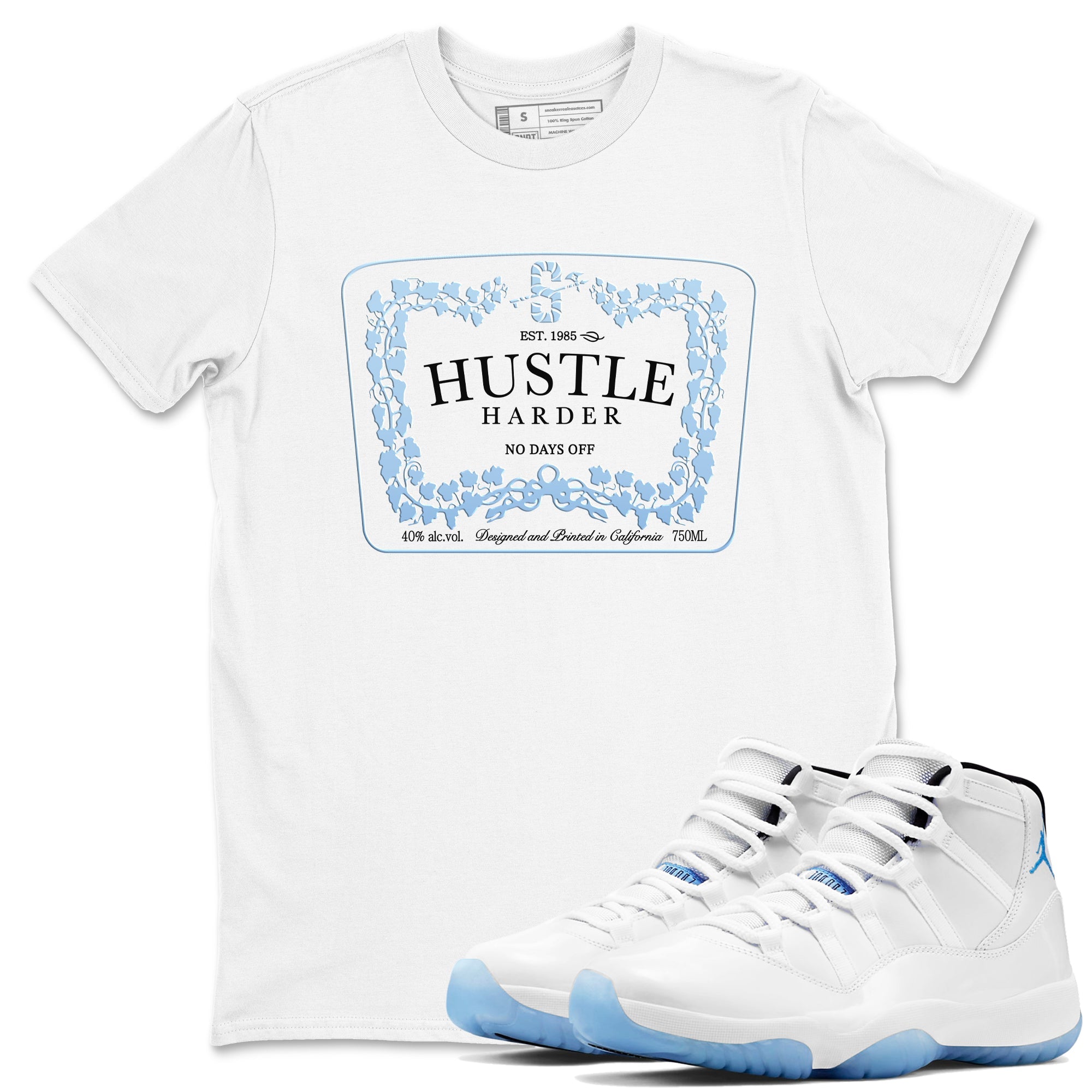 11s Columbia shirts to match jordans Hustle Harder sneaker match tees Air Jordan 11 Columbia Drip Gear Zone unisex cotton White 1 crew neck shirts