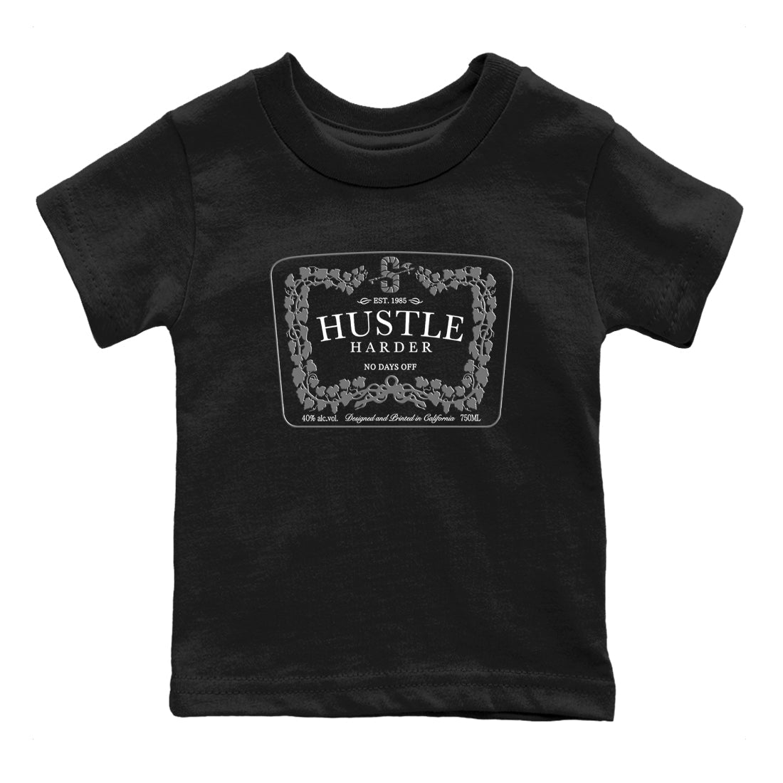12s Black Wolf Grey shirts to match jordans Hustle Harder sneaker match tees Air Jordan 12 Black Wolf Grey match shoes to clothes Drip Gear Zone Youth Baby Black 2 tee