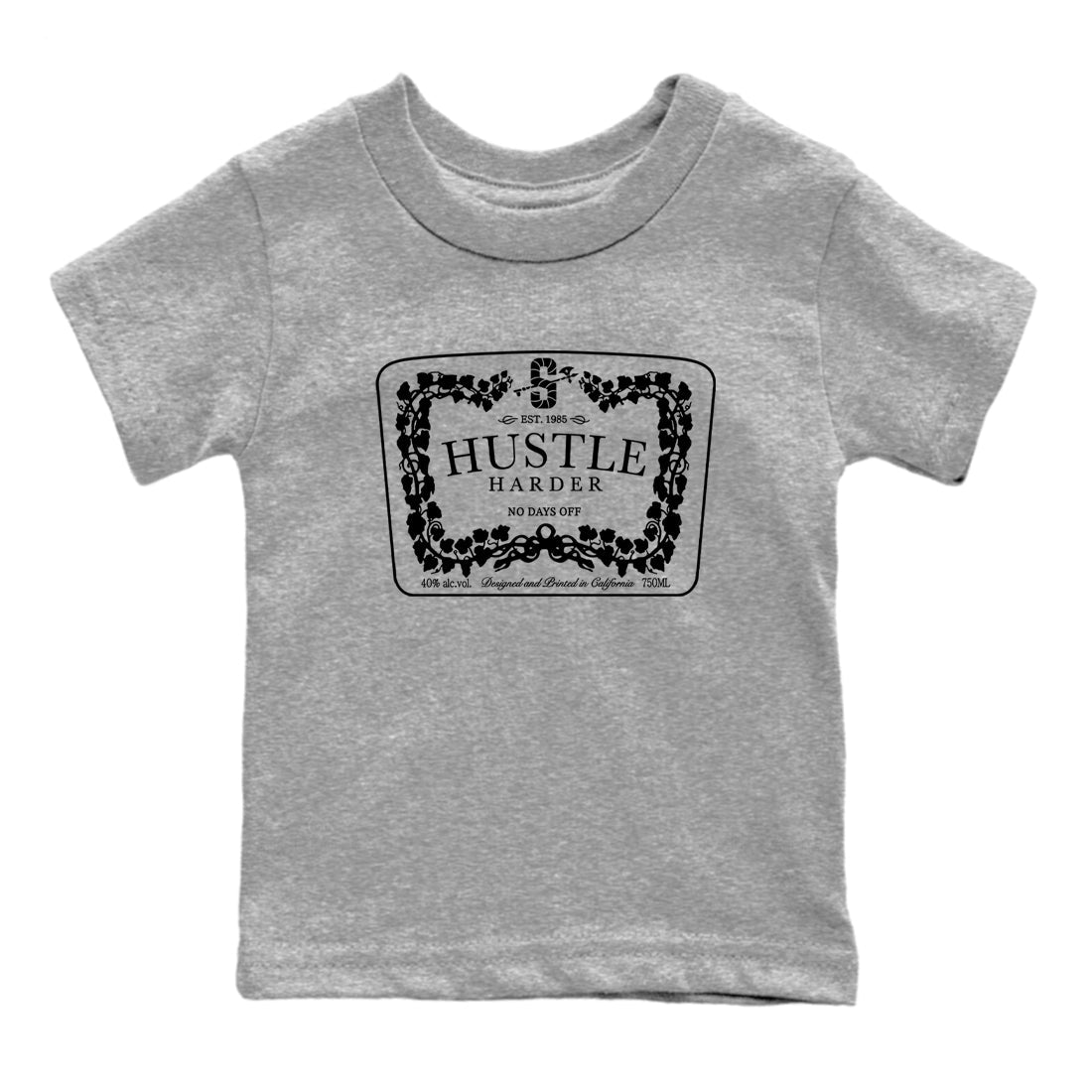 12s Black Wolf Grey shirts to match jordans Hustle Harder sneaker match tees Air Jordan 12 Black Wolf Grey match shoes to clothes Drip Gear Zone Youth Baby Heather Grey 2 tee