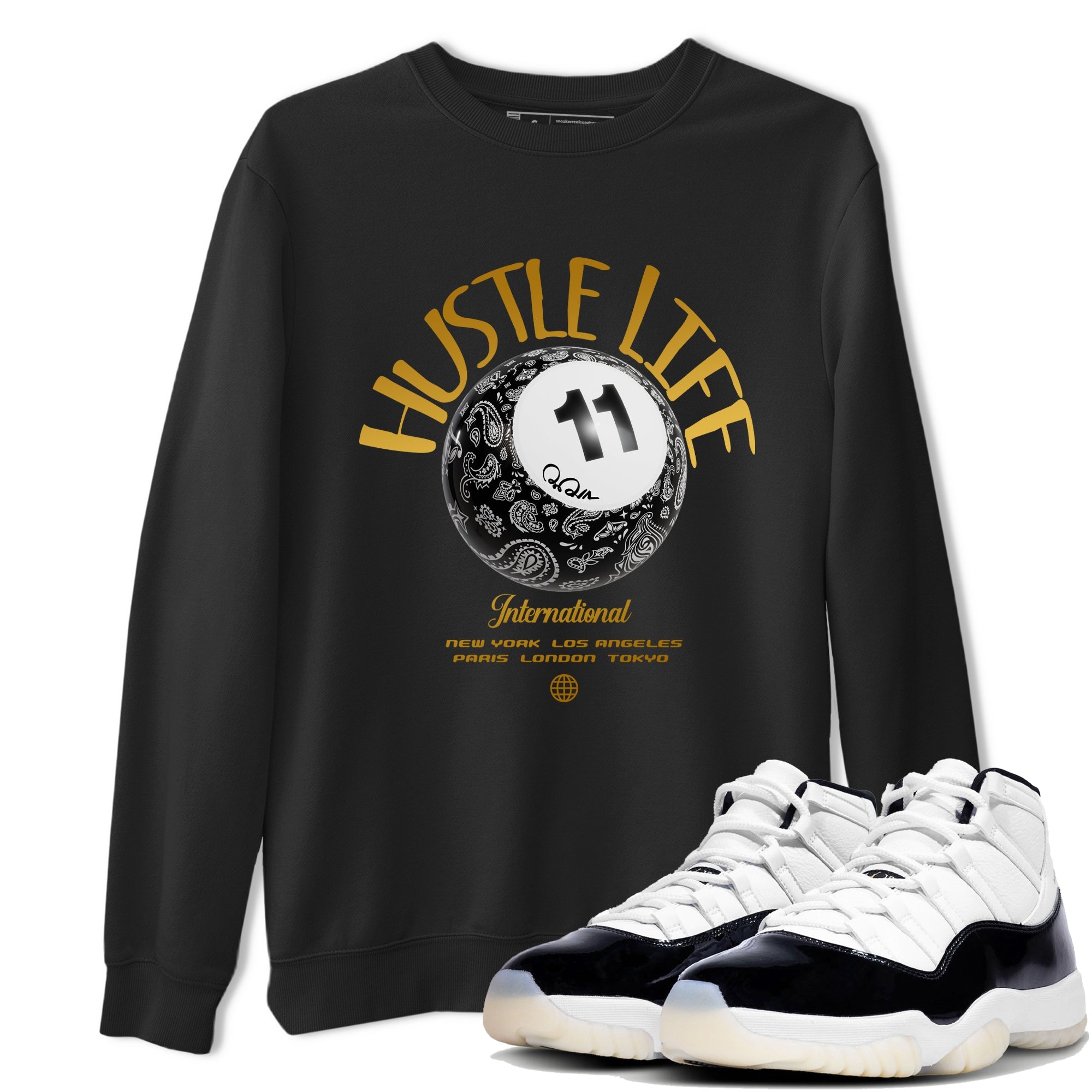 Air Jordan 11 Gratitude shirt to match jordans Hustle Life sneaker tees AJ11 Gratitude Drip Gear Zone Unisex Black 1 T-Shirt