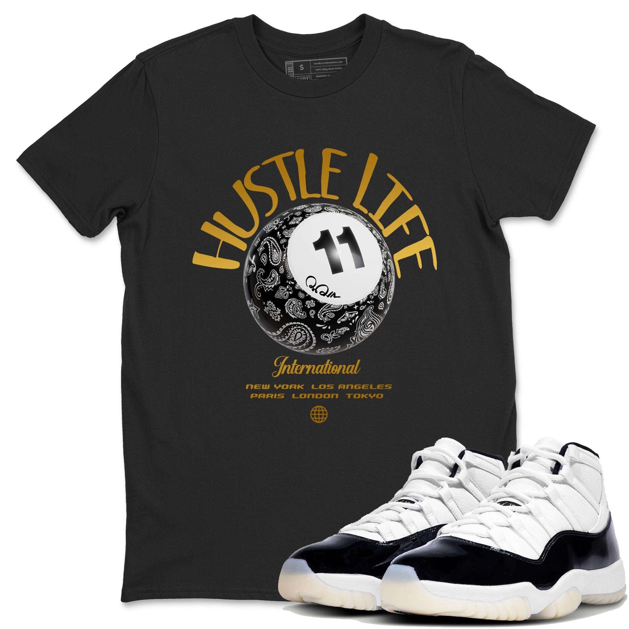 Air Jordan 11 Gratitude shirt to match jordans Hustle Life sneaker tees AJ11 Gratitude Drip Gear Zone Unisex Black 1 T-Shirt