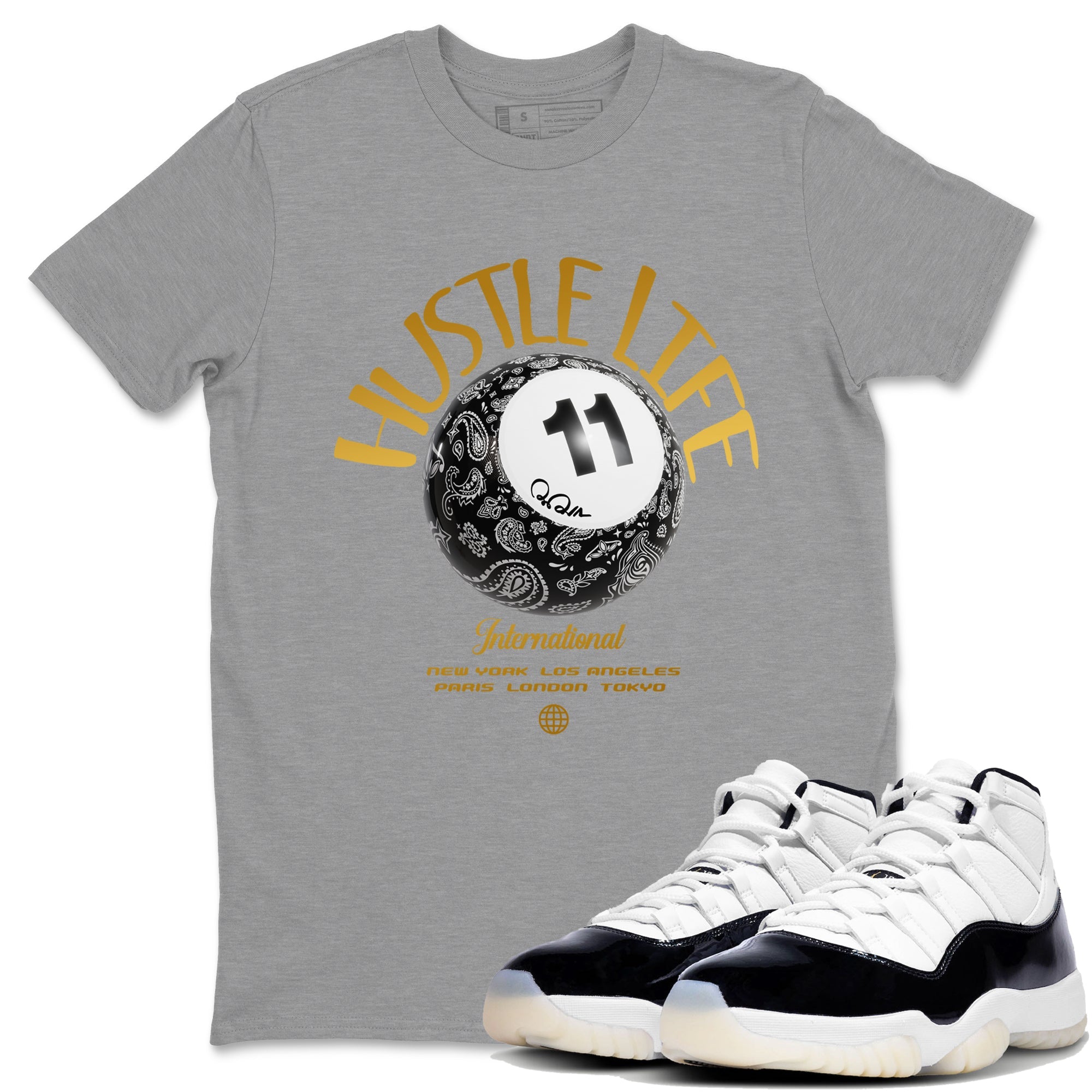Air Jordan 11 Gratitude shirt to match jordans Hustle Life sneaker tees AJ11 Gratitude Drip Gear Zone Unisex Heather Grey 1 T-Shirt