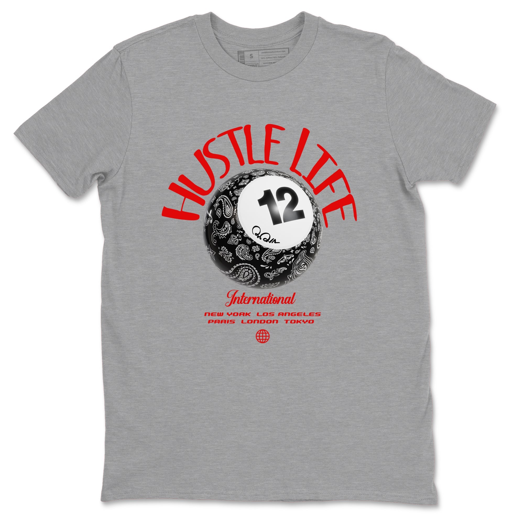 12s Taxi Flip shirts to match jordans Hustle Life sneaker match tees Air Jordan 12 Taxi Flip Drip Gear Zone streetwear brand Heather Grey 2 unisex cotton tee