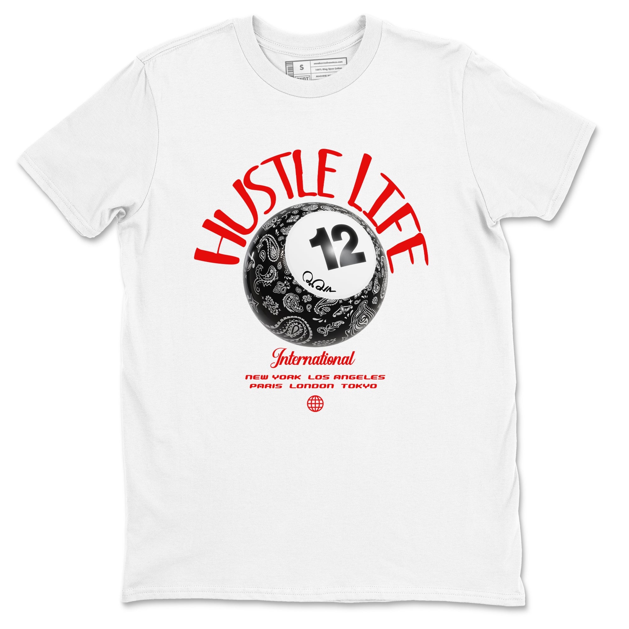 12s Taxi Flip shirts to match jordans Hustle Life sneaker match tees Air Jordan 12 Taxi Flip Drip Gear Zone streetwear brand White 2 unisex cotton tee