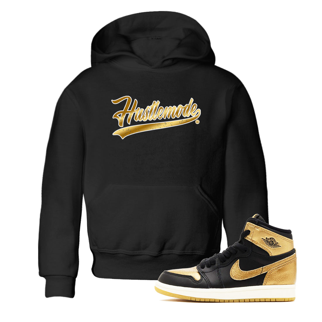 Air Jordan 1 High OG Black Metallic Gold shirts to match jordans Hustle Mode sneaker match tees Air Jordan 1 Retrp Black Metallic Gold Sneaker Shirts Drip Gear Zone streetwear brand Baby and Youth Black 1 cotton tee