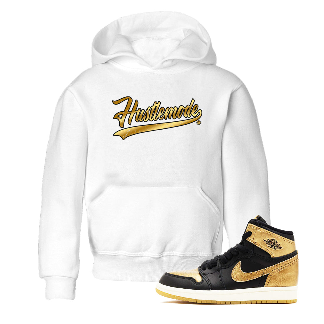 Air Jordan 1 High OG Black Metallic Gold shirts to match jordans Hustle Mode sneaker match tees Air Jordan 1 Retrp Black Metallic Gold Sneaker Shirts Drip Gear Zone streetwear brand Baby and Youth White 1 cotton tee