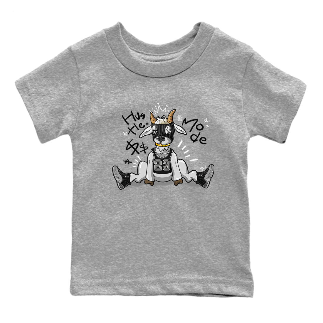 12s Black Wolf Grey shirts to match jordans Hustle Mode sneaker match tees Air Jordan 12 Black Wolf Grey match shoes to clothes Drip Gear Zone Youth Baby Heather Grey 2 tee