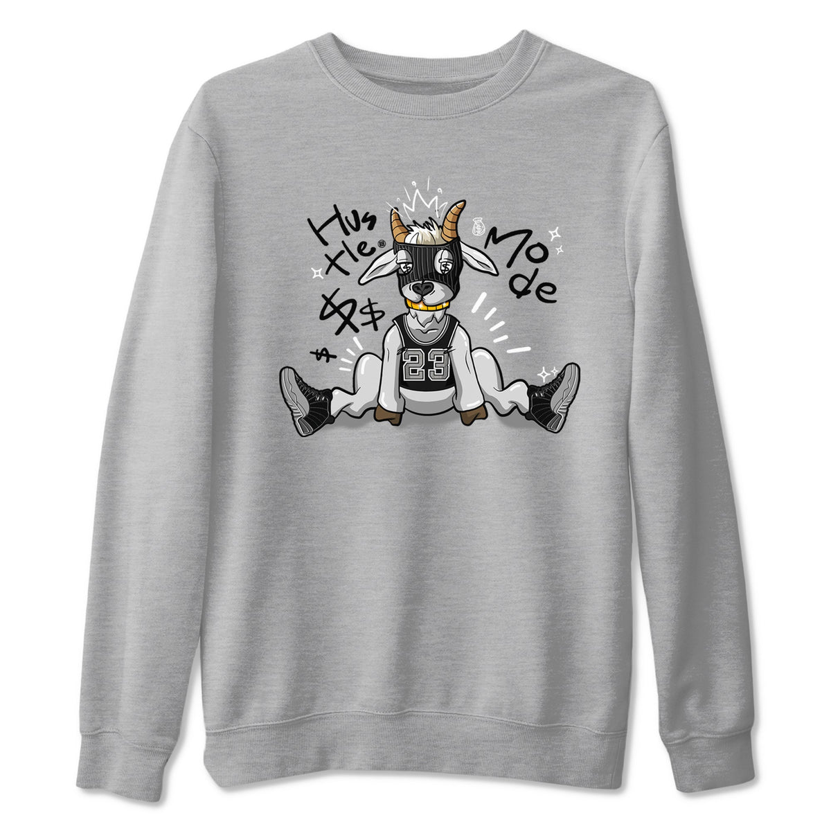 12s Black Wolf Grey shirts to match jordans Hustle Mode sneaker match tees Air Jordan 12 Black Wolf Grey match shoes to clothes Drip Gear Zone unisex cotton Heather Grey 2 shirts