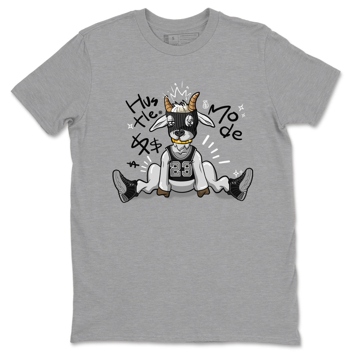 12s Black Wolf Grey shirts to match jordans Hustle Mode sneaker match tees Air Jordan 12 Black Wolf Grey match shoes to clothes Drip Gear Zone unisex cotton Heather Grey 2 shirts