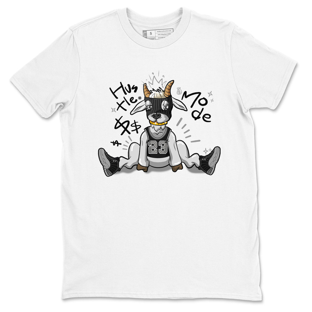 12s Black Wolf Grey shirts to match jordans Hustle Mode sneaker match tees Air Jordan 12 Black Wolf Grey match shoes to clothes Drip Gear Zone unisex cotton White 2 shirts