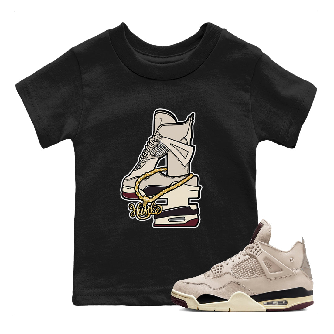 4s A Ma Maniere x Phantom shirts to match jordans Hustle Number 4 sneaker match tees A Ma Maniere x Air Jordan 4 Phantom Drip Gear ZoneSneaker Release Tees Youth Baby Black 1 crew neck shirts