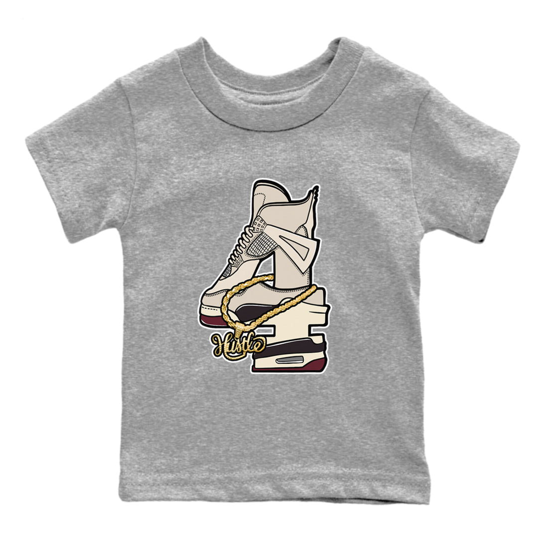 4s A Ma Maniere x Phantom shirts to match jordans Hustle Number 4 sneaker match tees A Ma Maniere x Air Jordan 4 Phantom Drip Gear ZoneSneaker Release Tees Youth Baby Heather Grey 2 crew neck shirts