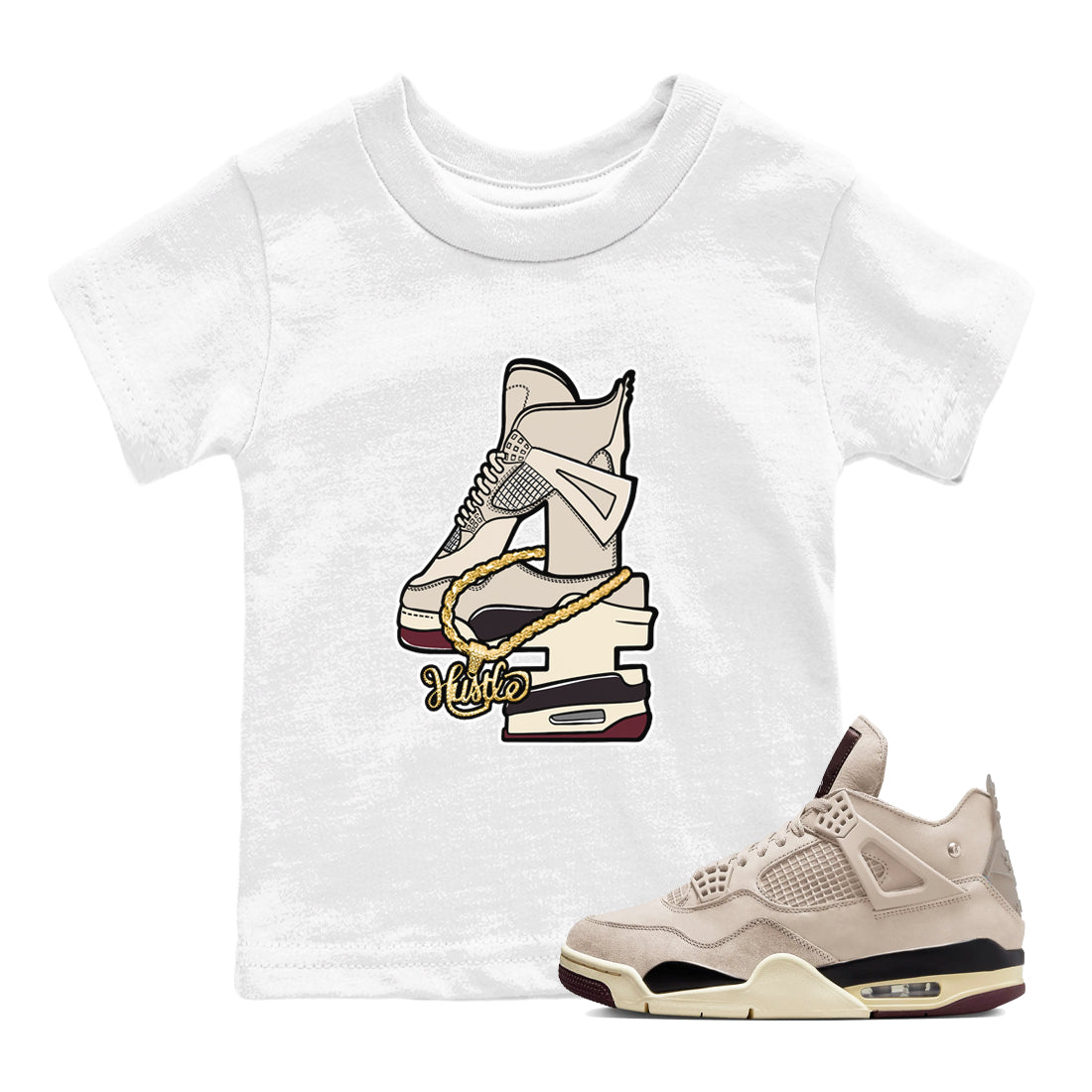 4s A Ma Maniere x Phantom shirts to match jordans Hustle Number 4 sneaker match tees A Ma Maniere x Air Jordan 4 Phantom Drip Gear ZoneSneaker Release Tees Youth Baby White 1 crew neck shirts