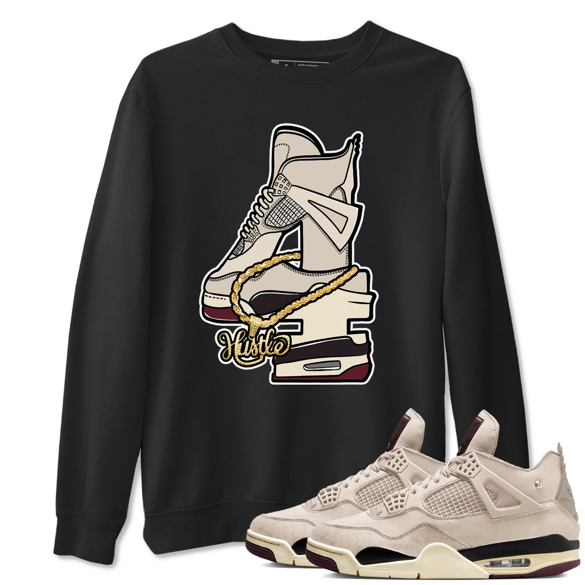 4s A Ma Maniere x Phantom shirts to match jordans Hustle Number 4 sneaker match tees A Ma Maniere x Air Jordan 4 Phantom Drip Gear ZoneSneaker Release Tees unisex cotton Black 1 crew neck shirts