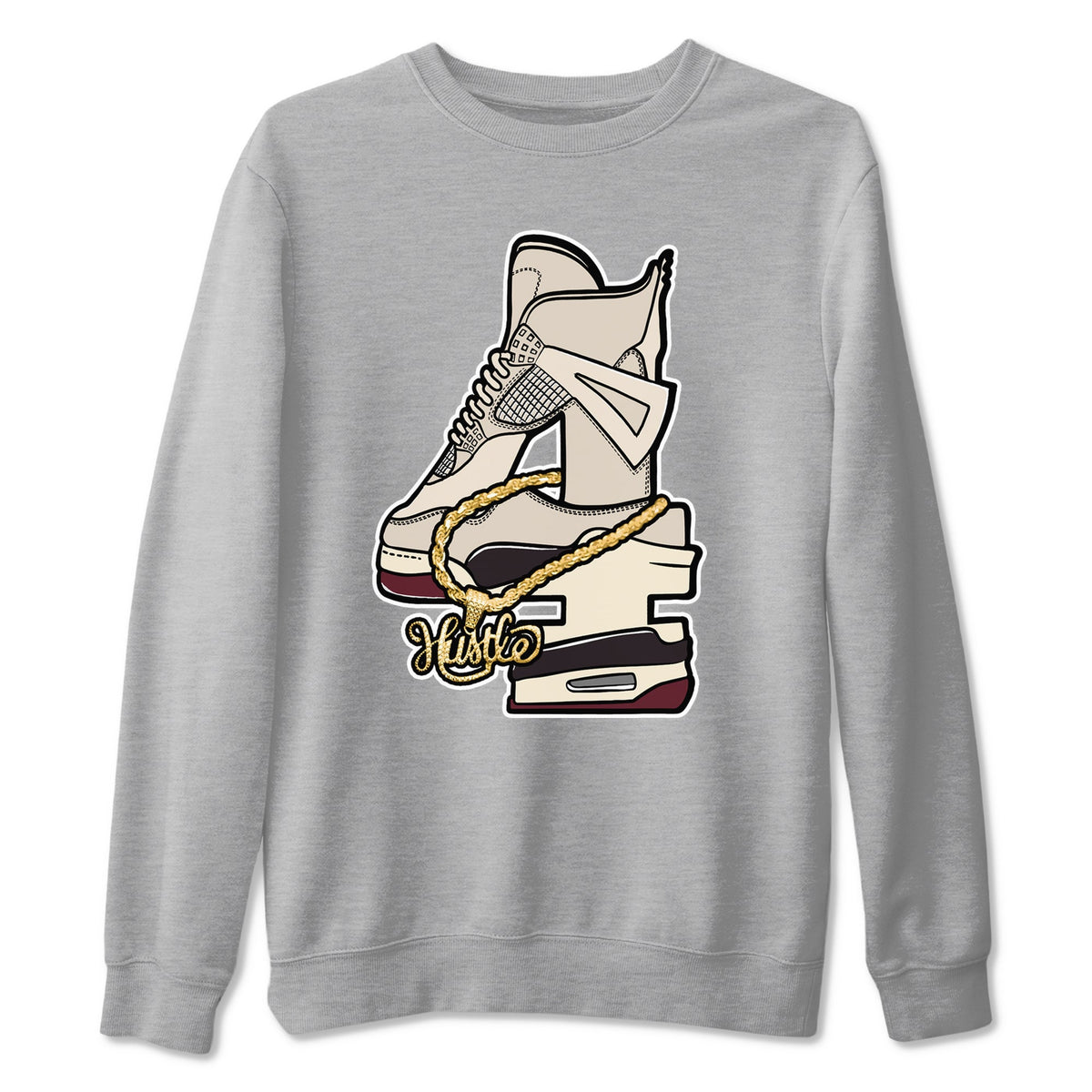 4s A Ma Maniere x Phantom shirts to match jordans Hustle Number 4 sneaker match tees A Ma Maniere x Air Jordan 4 Phantom Drip Gear ZoneSneaker Release Tees unisex cotton Heather Grey 2 crew neck shirts
