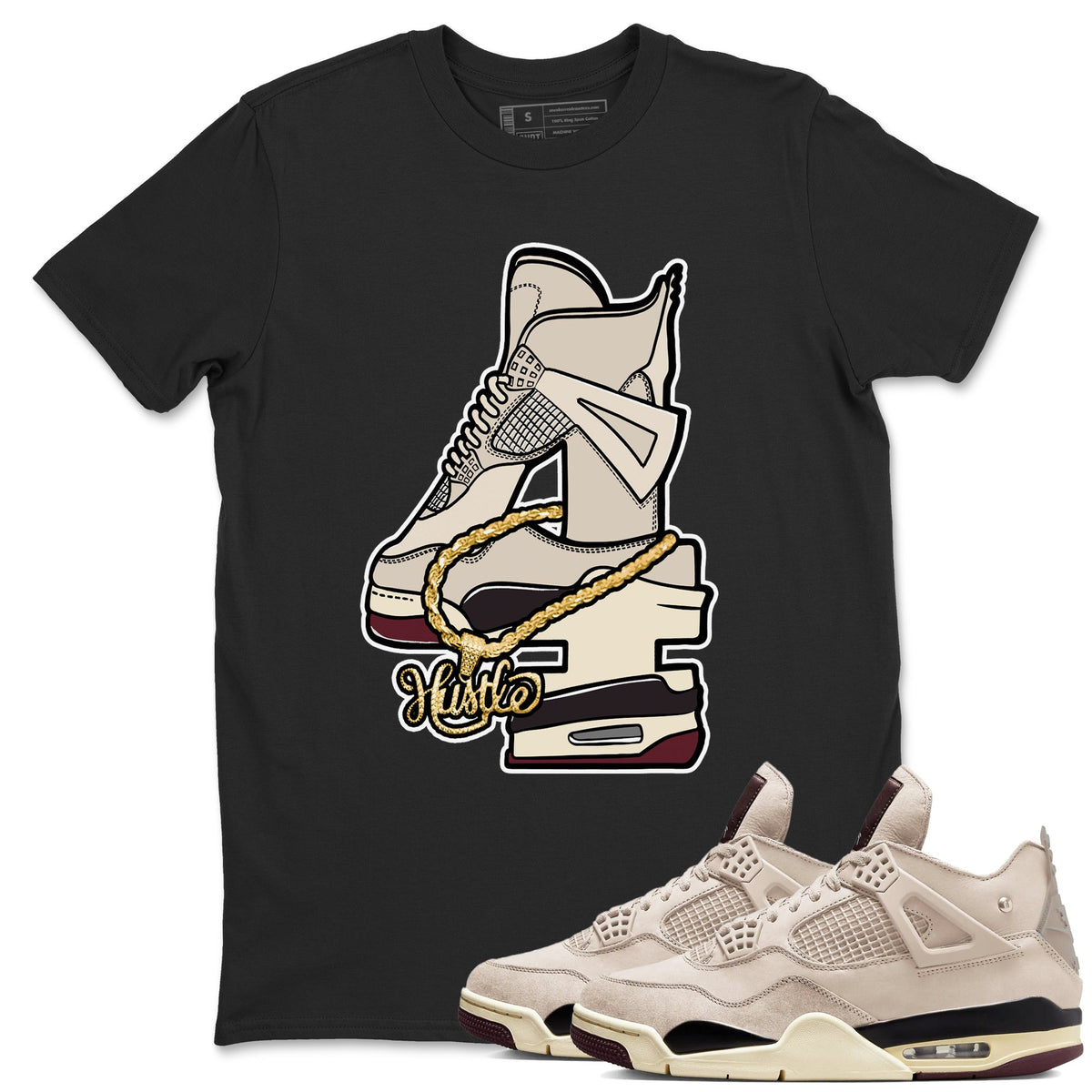 4s A Ma Maniere x Phantom shirts to match jordans Hustle Number 4 sneaker match tees A Ma Maniere x Air Jordan 4 Phantom Drip Gear ZoneSneaker Release Tees unisex cotton Black 1 crew neck shirts