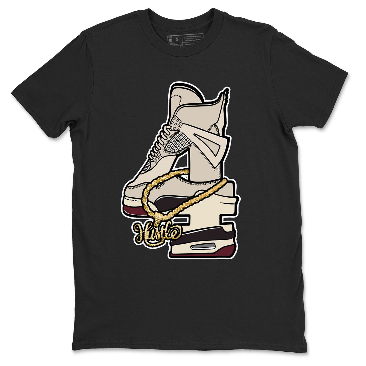 4s A Ma Maniere x Phantom shirts to match jordans Hustle Number 4 sneaker match tees A Ma Maniere x Air Jordan 4 Phantom Drip Gear ZoneSneaker Release Tees unisex cotton Black 2 crew neck shirts