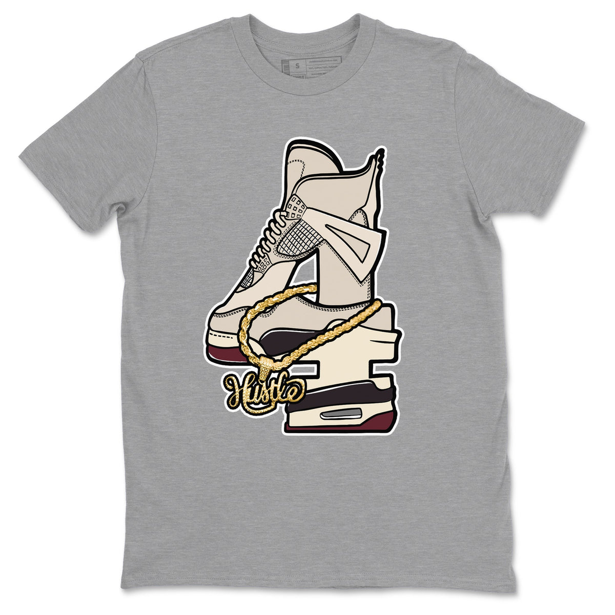 4s A Ma Maniere x Phantom shirts to match jordans Hustle Number 4 sneaker match tees A Ma Maniere x Air Jordan 4 Phantom Drip Gear ZoneSneaker Release Tees unisex cotton Heather Grey 2 crew neck shirts