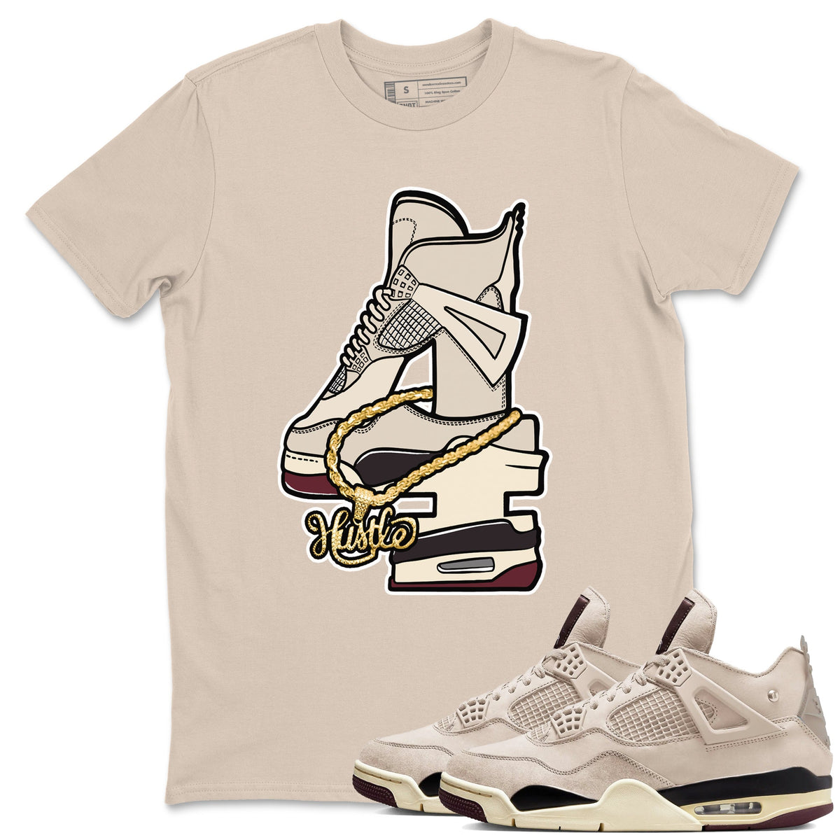4s A Ma Maniere x Phantom shirts to match jordans Hustle Number 4 sneaker match tees A Ma Maniere x Air Jordan 4 Phantom Drip Gear ZoneSneaker Release Tees unisex cotton Sand 1 crew neck shirts