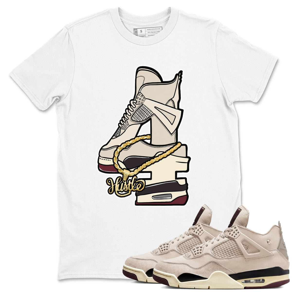 4s A Ma Maniere x Phantom shirts to match jordans Hustle Number 4 sneaker match tees A Ma Maniere x Air Jordan 4 Phantom Drip Gear ZoneSneaker Release Tees unisex cotton White 1 crew neck shirts