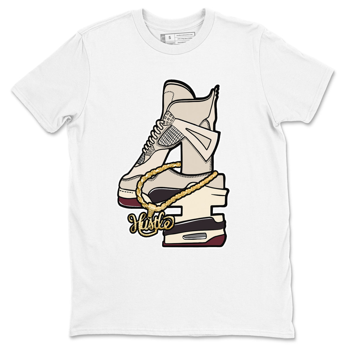 4s A Ma Maniere x Phantom shirts to match jordans Hustle Number 4 sneaker match tees A Ma Maniere x Air Jordan 4 Phantom Drip Gear ZoneSneaker Release Tees unisex cotton White 2 crew neck shirts