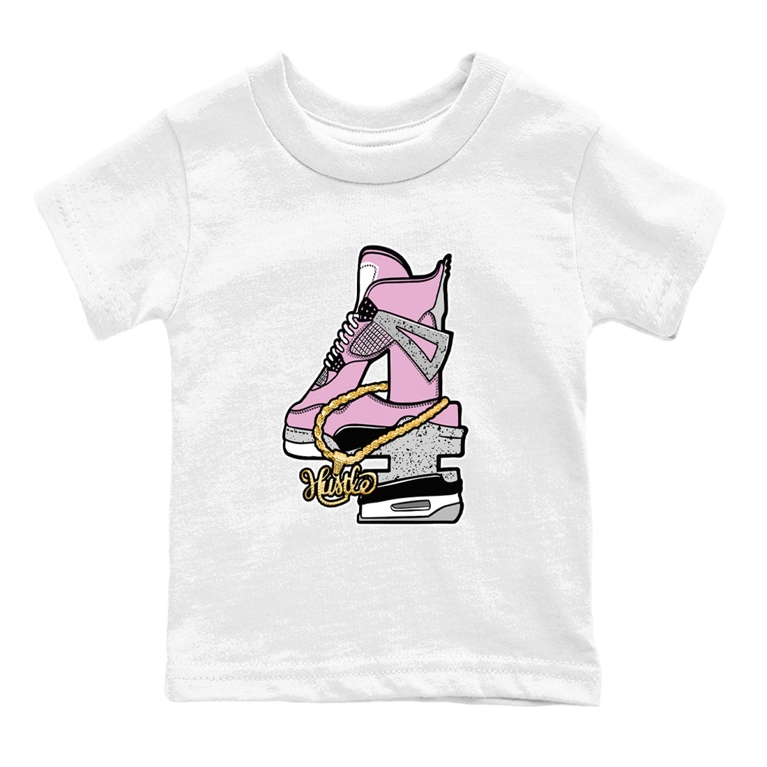 4s Retro Orchid shirts to match jordans Hustle Number 4 sneaker match tees Air Jordan 4 WMNS Orchid match shoes to clothes Drip Gear Zone Youth Baby White 2 tee