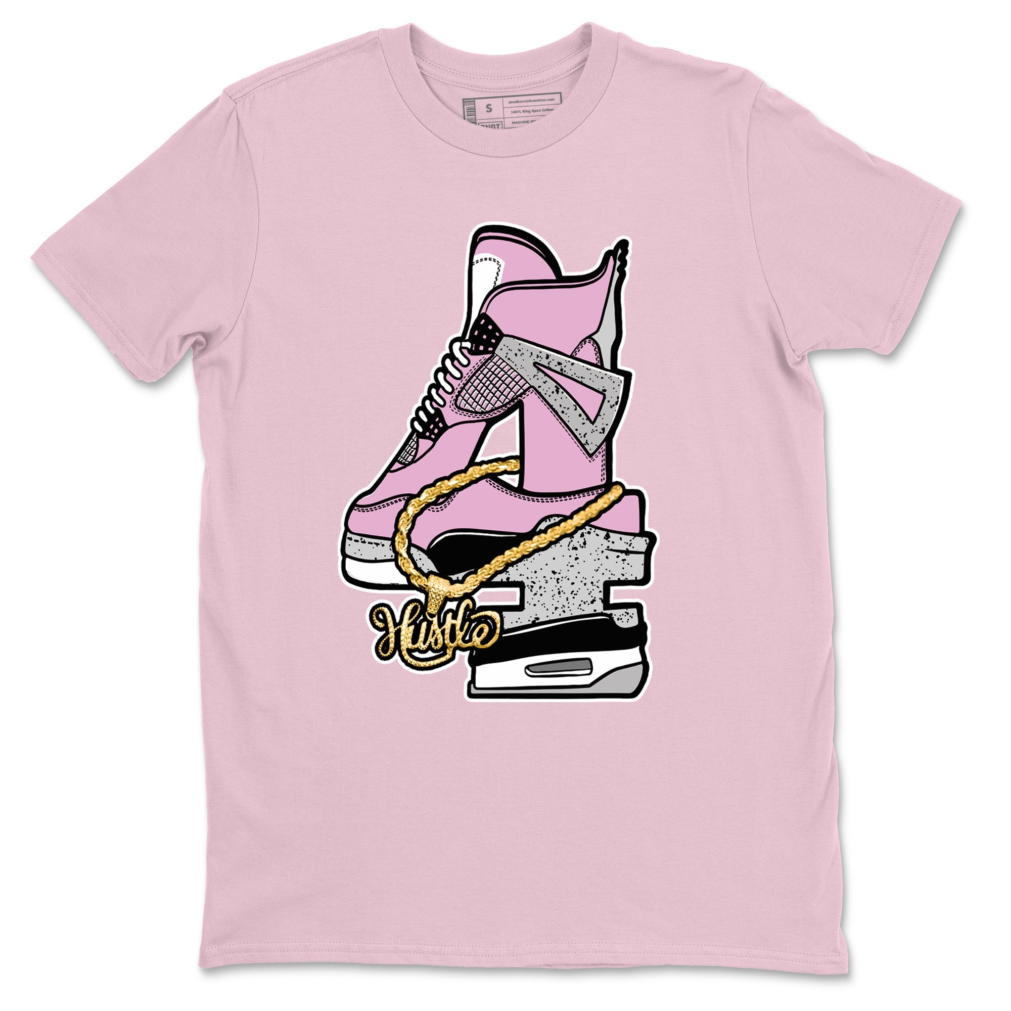4s Retro Orchid shirts to match jordans Hustle Number 4 sneaker match tees Air Jordan 4 WMNS Orchid match shoes to clothes Drip Gear Zone unisex cotton Pink 2 shirts