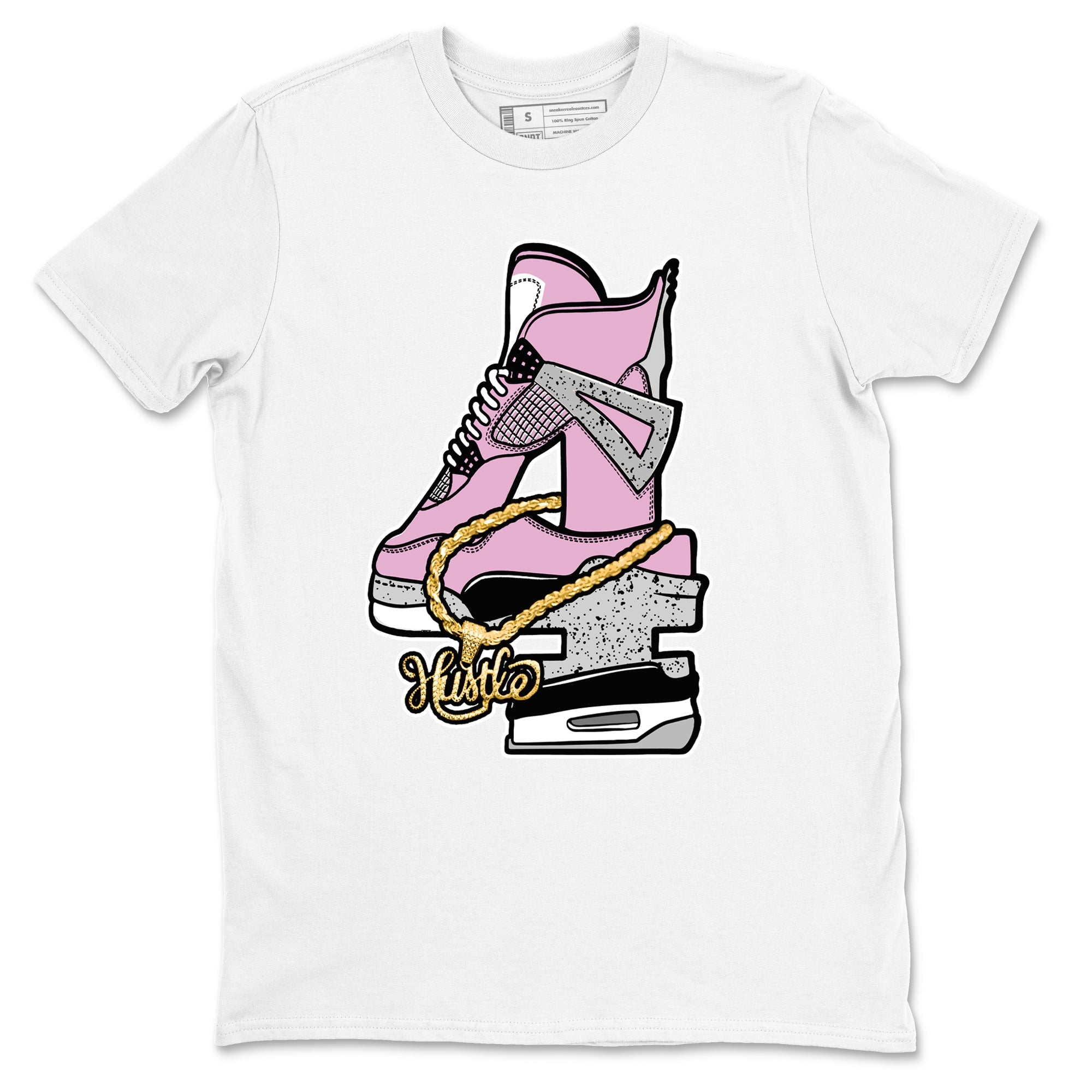 4s Retro Orchid shirts to match jordans Hustle Number 4 sneaker match tees Air Jordan 4 WMNS Orchid match shoes to clothes Drip Gear Zone unisex cotton White 2 shirts