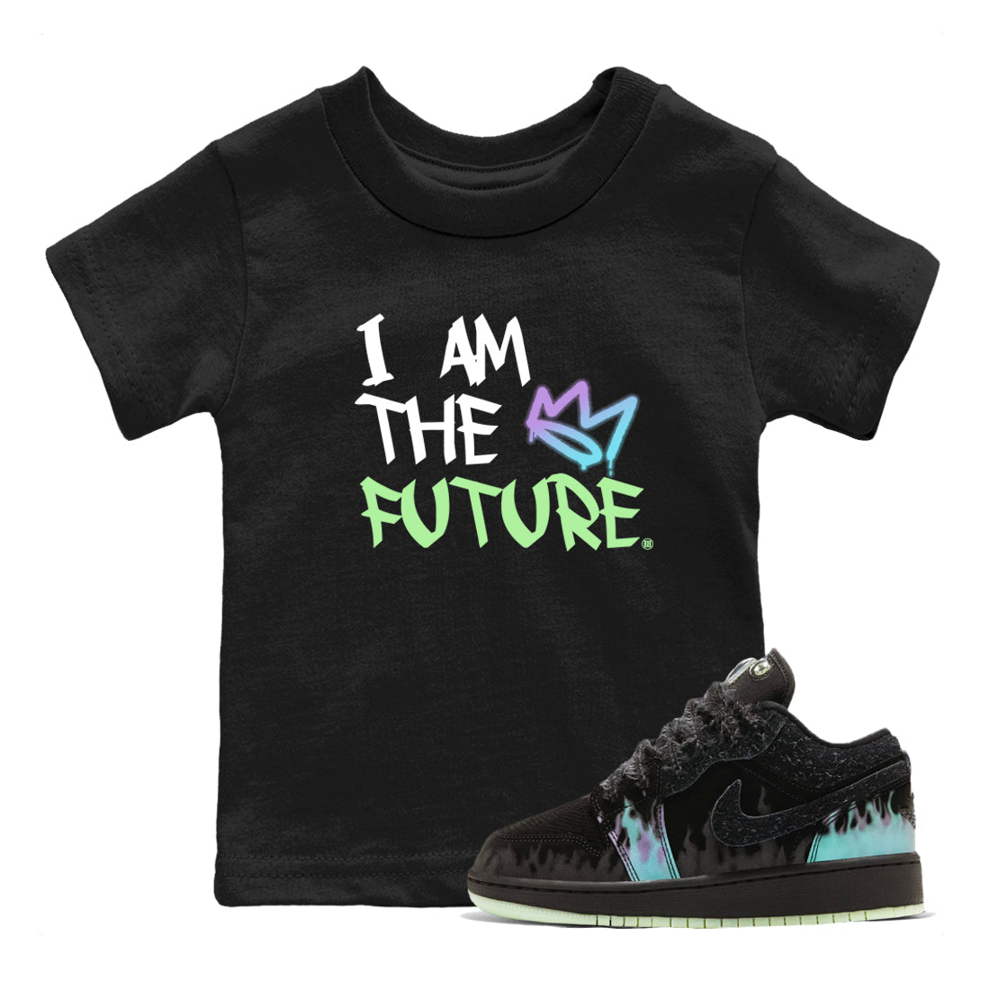 1s Fortune Fly shirts to match jordans I Am The Future sneaker match tees Air Jordan 1 Fortune Fly match shoes to clothes Drip Gear Zone Youth Baby Black 1 tee