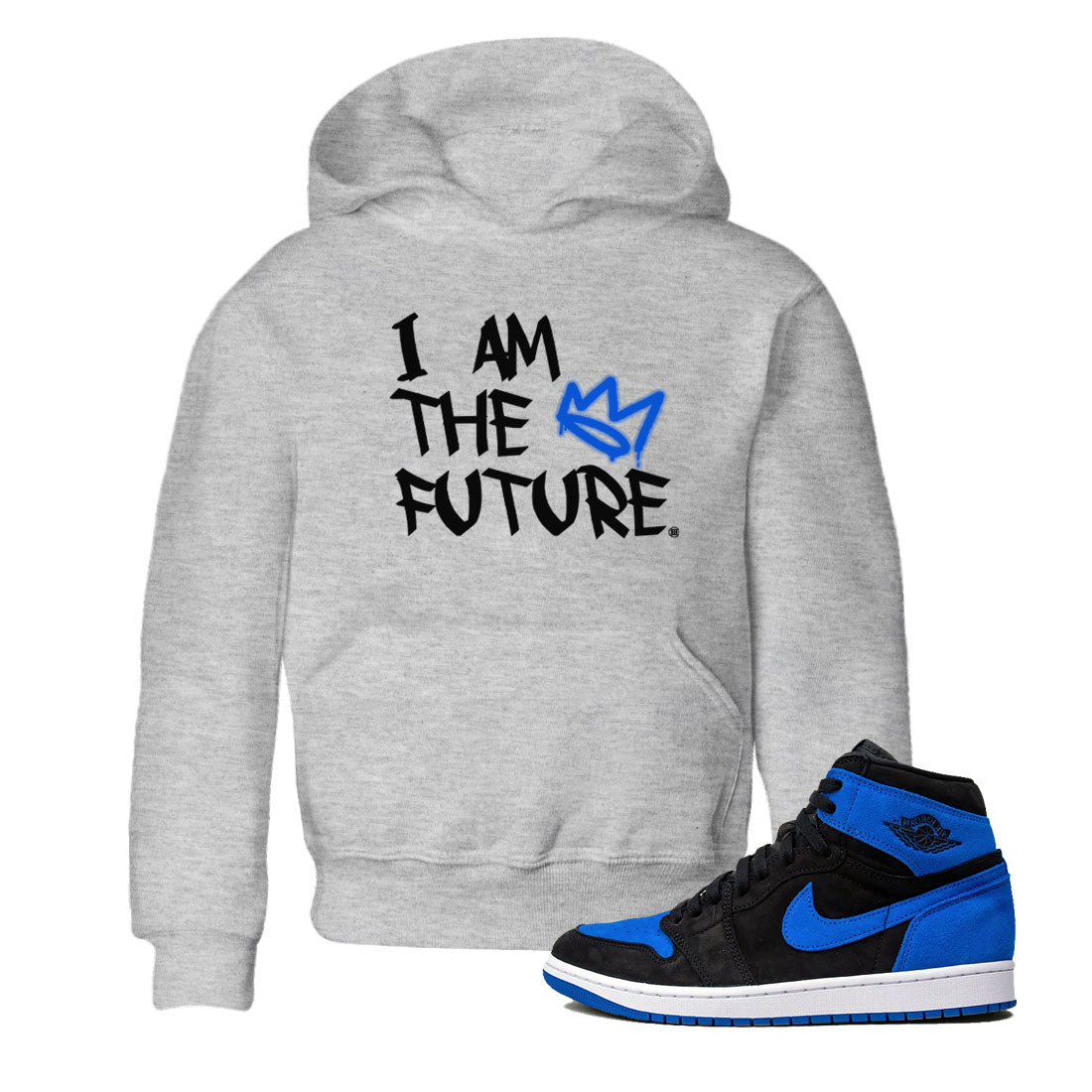 AJ1 Retro Royal Reimagined shirt to match jordans I Am The Future sneaker tees Air Jordan 1 Royal Reimagined Drip Gear Zone Casual Crew Neck T-Shirt Baby Toddler Heather Grey 1 T-Shirt