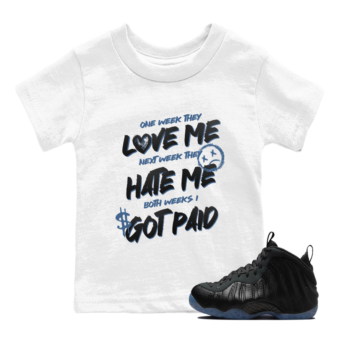 Sneaker Threads  Sneaker Tees To Match Air Foamposite One Carbon Fiber  I Got Paid Youth Graphic Tee White 1. Perfect for Jordan releases 2025 colorways.