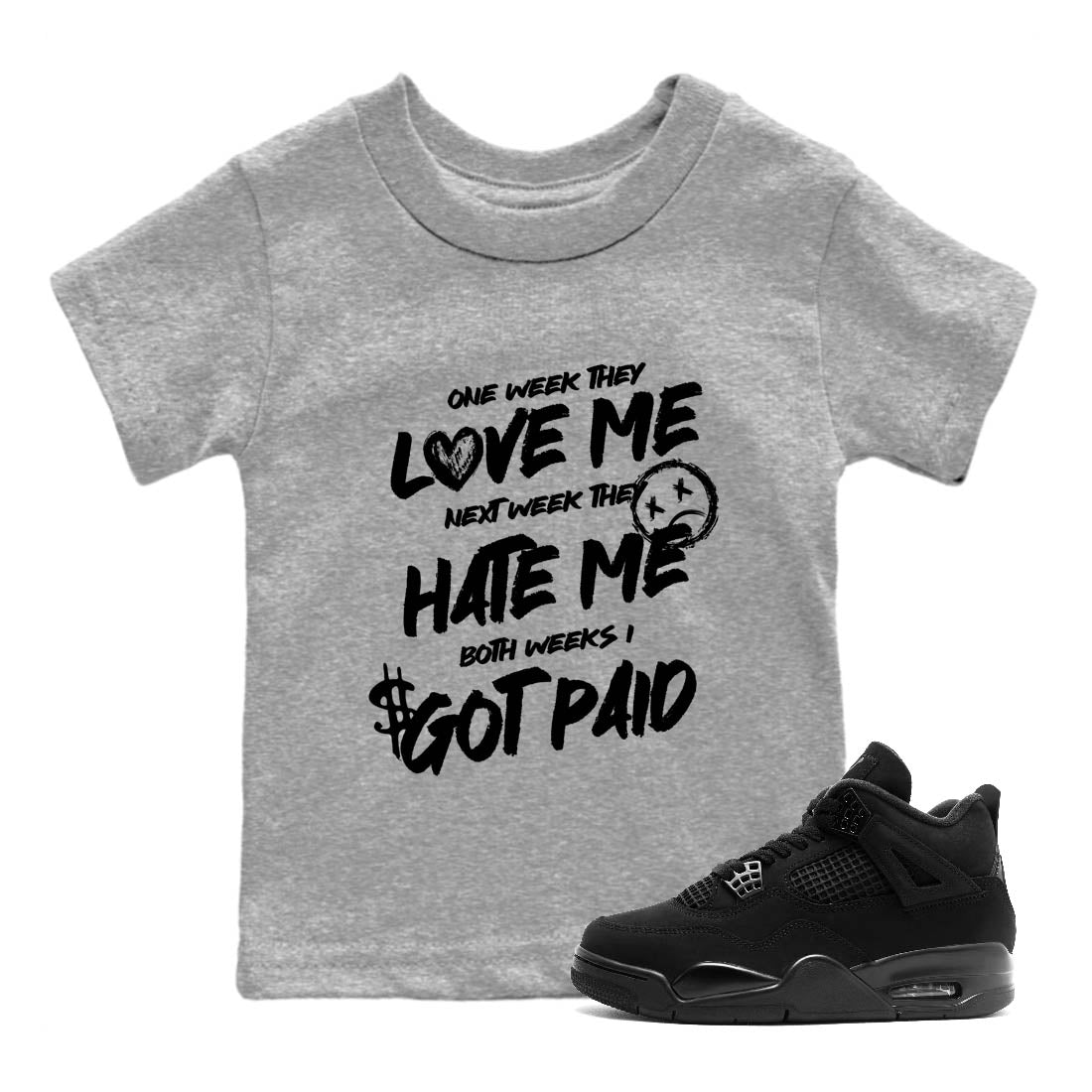 Sneaker Threads  Sneaker Tees To Match Air Jordan 4 Black Cat  I Got Paid Youth Graphic Tee Heather Grey 1. Perfect for Jordan releases 2025 colorways.