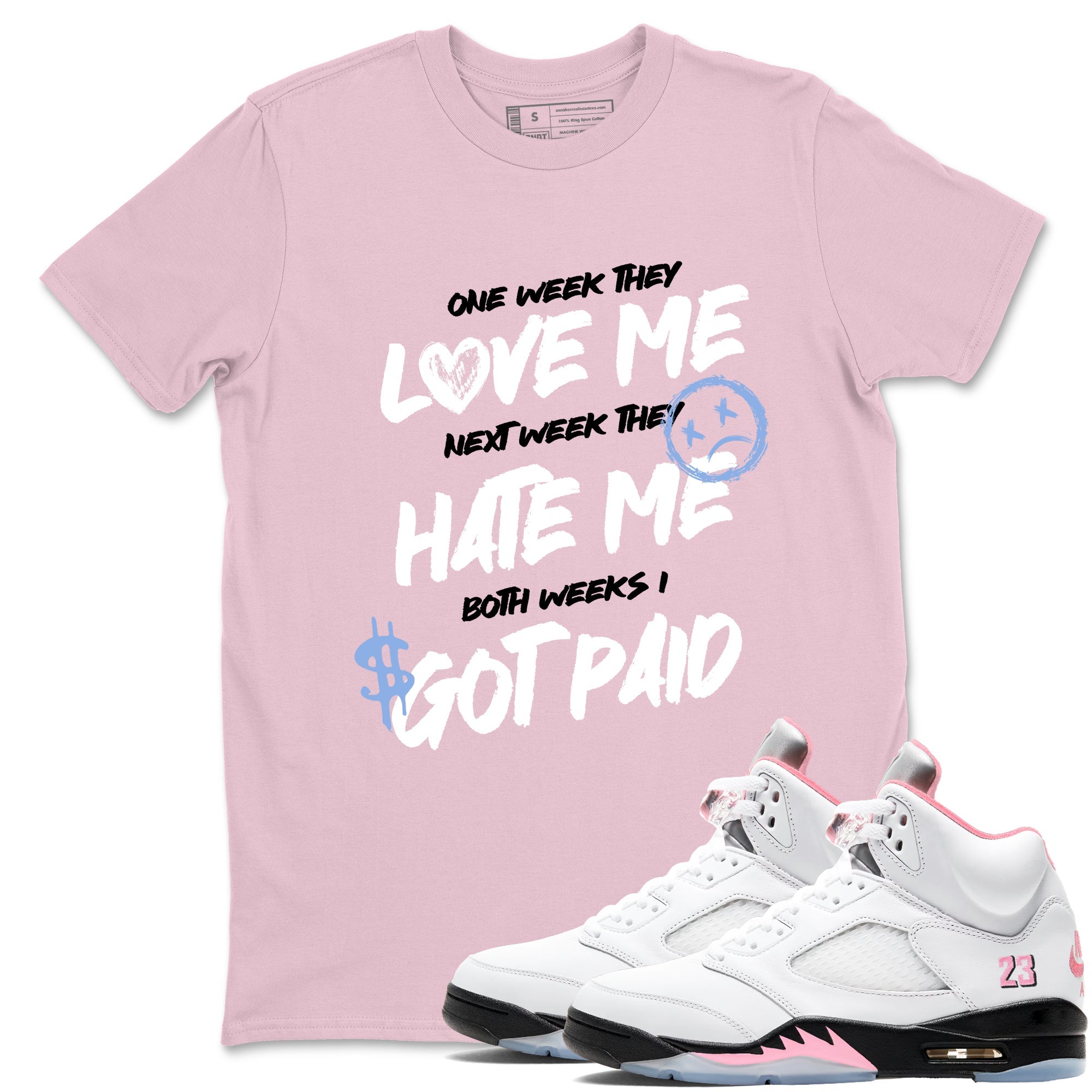 Sneaker match tees  Sneaker Tees To Match Air Jordan 5 Medium Soft Pink Shoes  I Got Paid Tee Pink 1