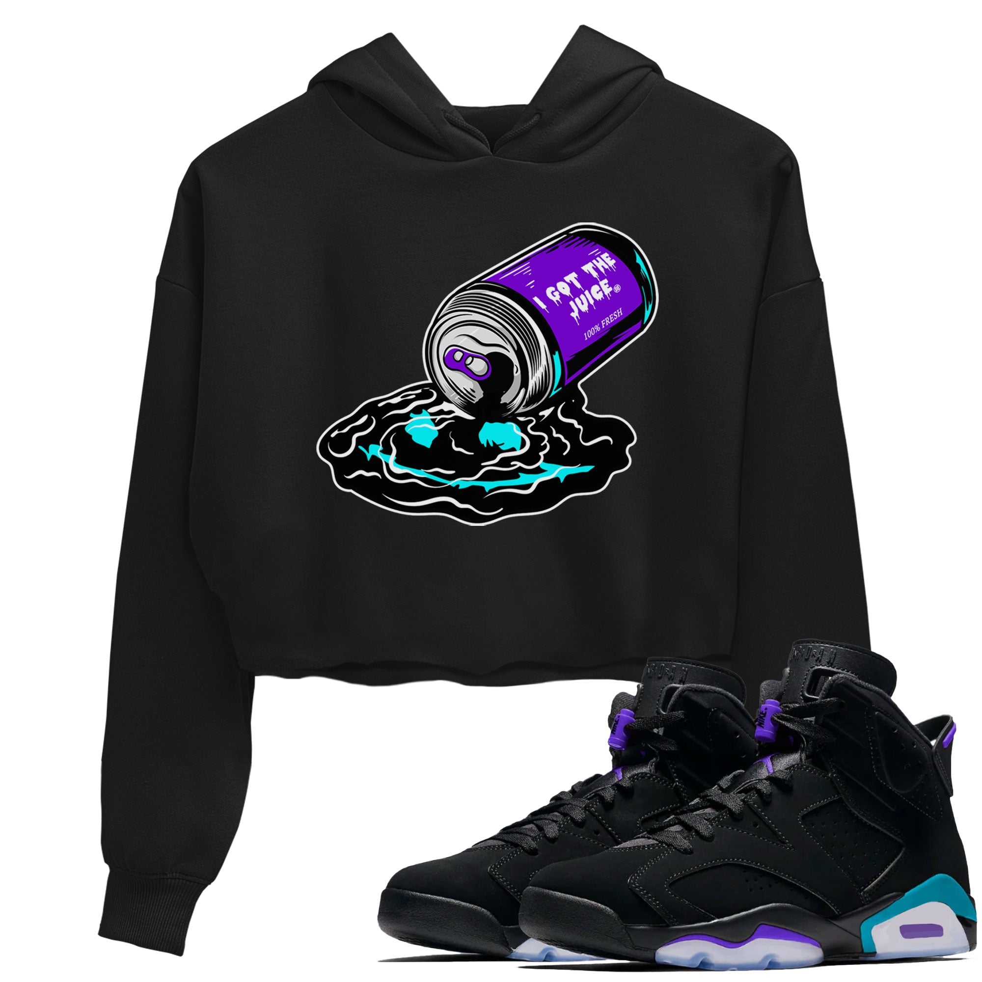 Air Jordan 6 Aqua shirt to match jordans I Got The Juice sneaker tees Jordan 6 Retro Aqua Drip Gear Zone Black 1 Crop T-Shirt