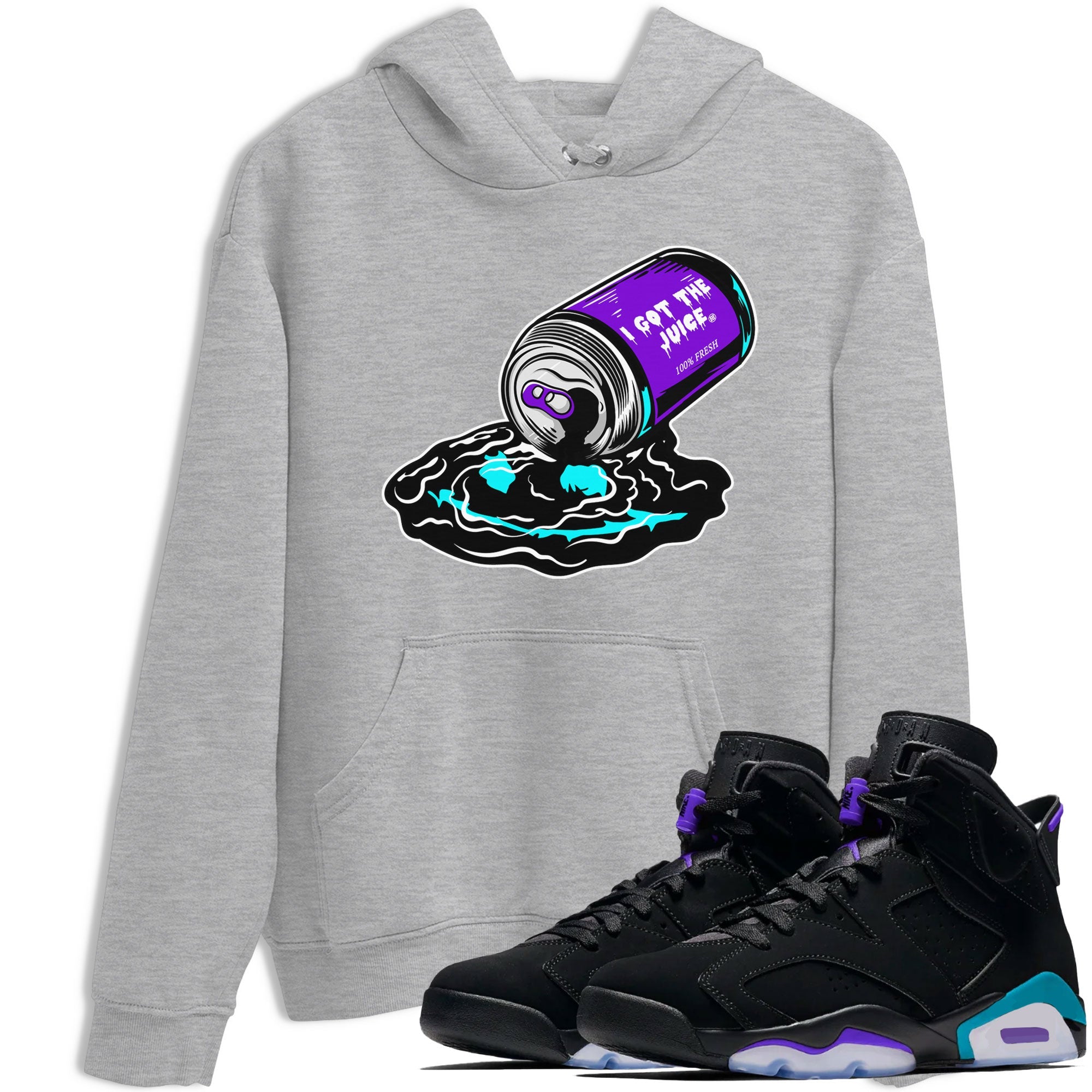 Air Jordan 6 Aqua shirt to match jordans I Got The Juice sneaker tees Jordan 6 Retro Aqua Drip Gear Zone Streetwear Casual Fit Heather Grey 1 T-Shirt