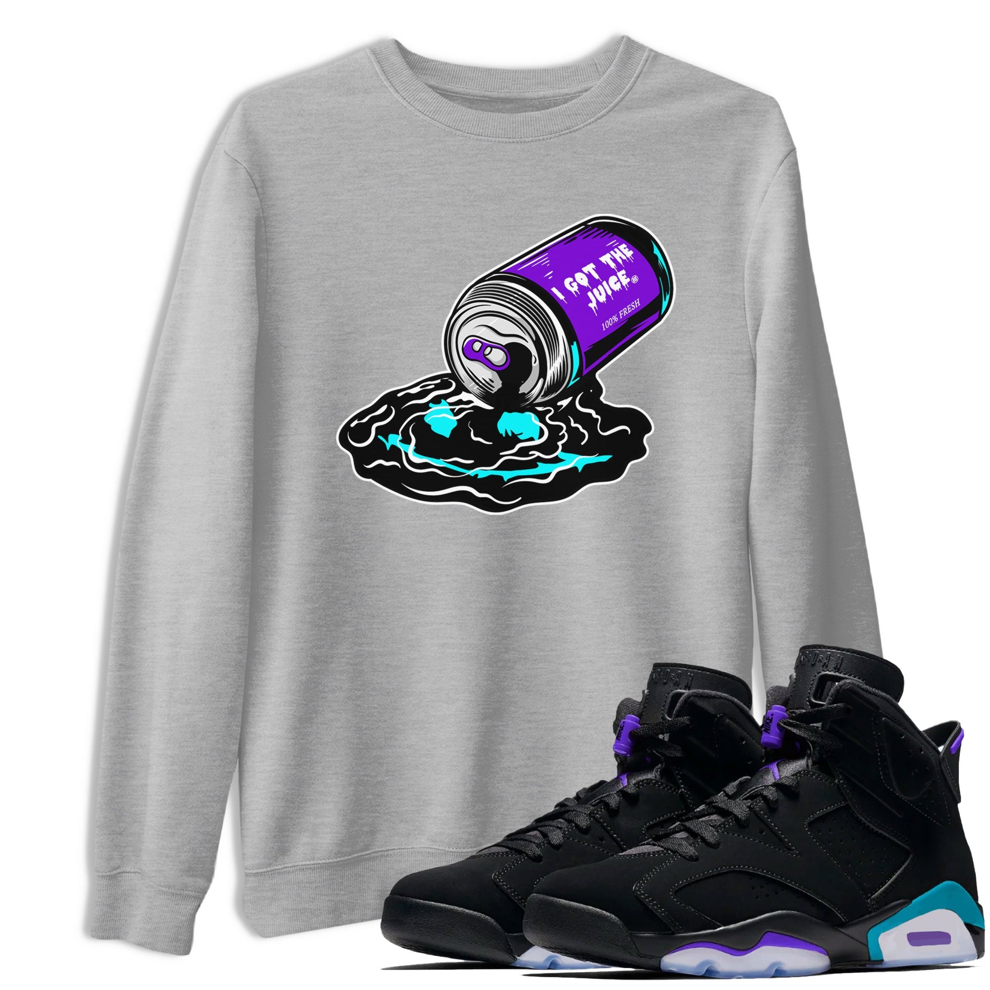 Air Jordan 6 Aqua shirt to match jordans I Got The Juice sneaker tees Jordan 6 Retro Aqua Drip Gear Zone Streetwear Casual Fit Heather Grey 1 T-Shirt