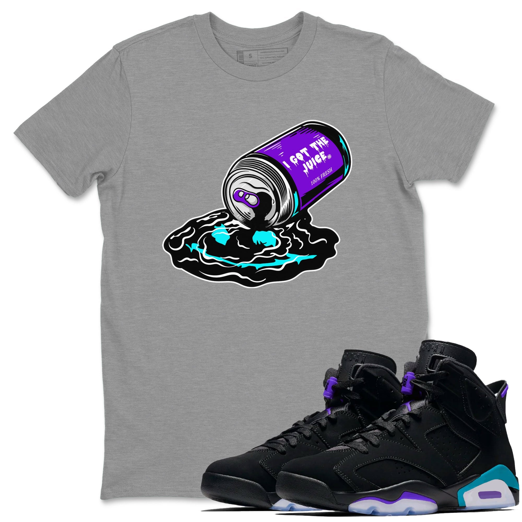 Air Jordan 6 Aqua shirt to match jordans I Got The Juice sneaker tees Jordan 6 Retro Aqua Drip Gear Zone Streetwear Casual Fit Heather Grey 1 T-Shirt