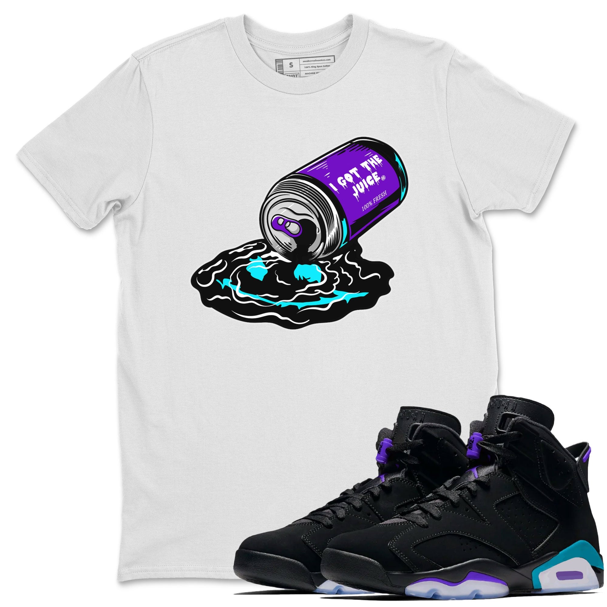 Air Jordan 6 Aqua shirt to match jordans I Got The Juice sneaker tees Jordan 6 Retro Aqua Drip Gear Zone Streetwear Casual Fit White 1 T-Shirt