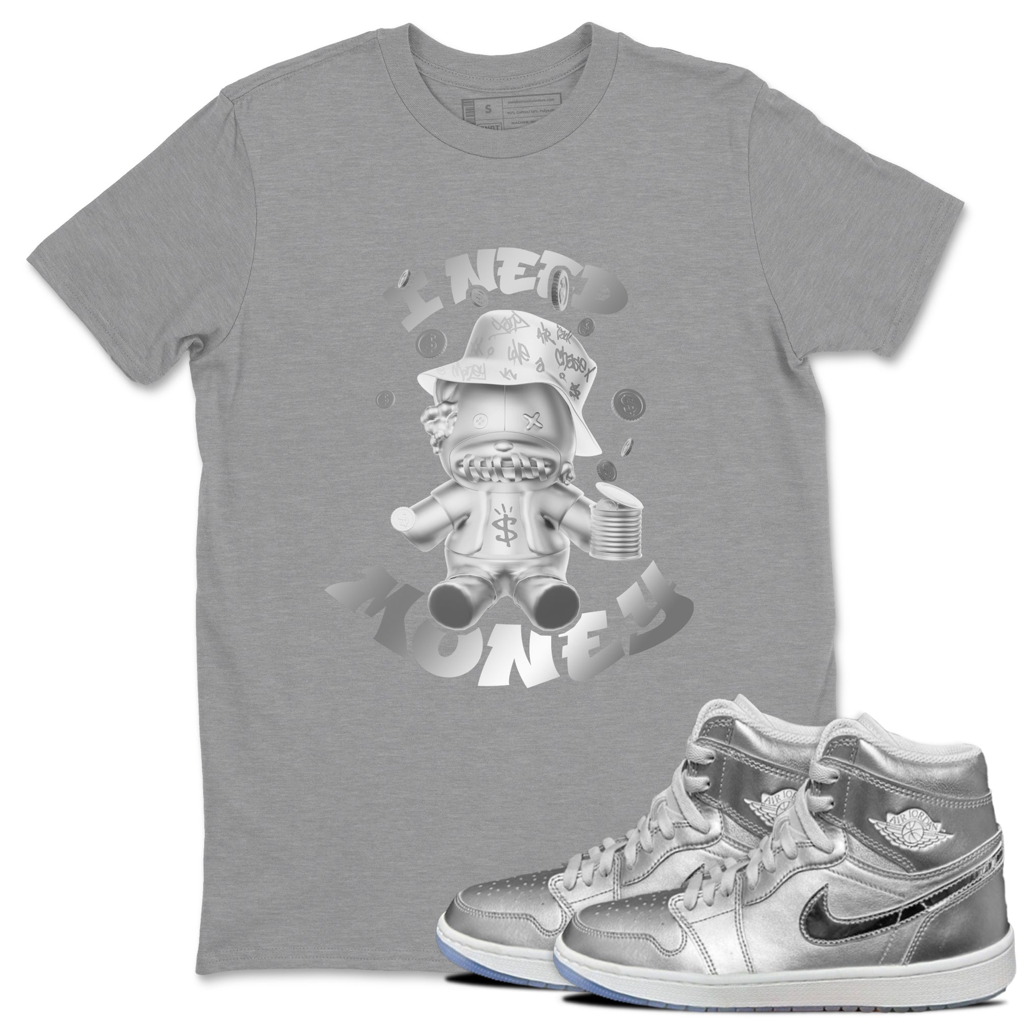 Air Jordan 1 Gift Giving shirt to match jordans I Need Money sneaker tees  Metal tees AJ1 Gift Giving Drip Gear Zone Unisex Heather Grey 1 T-Shirt