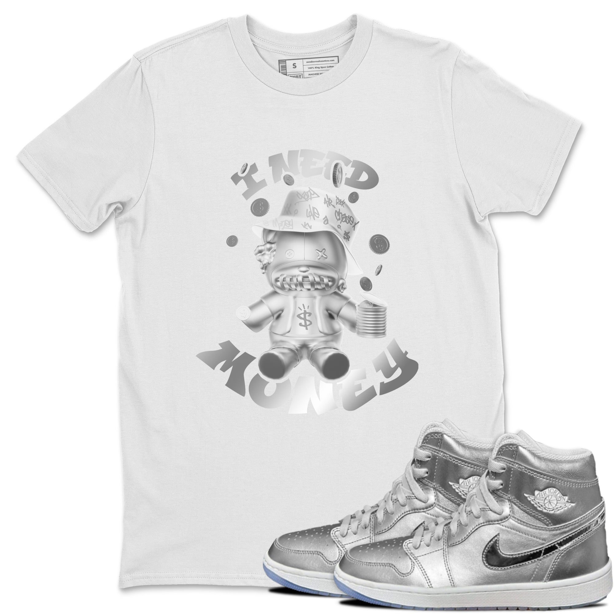 Air Jordan 1 Gift Giving shirt to match jordans I Need Money sneaker tees  Metal tees AJ1 Gift Giving Drip Gear Zone Unisex White 1 T-Shirt