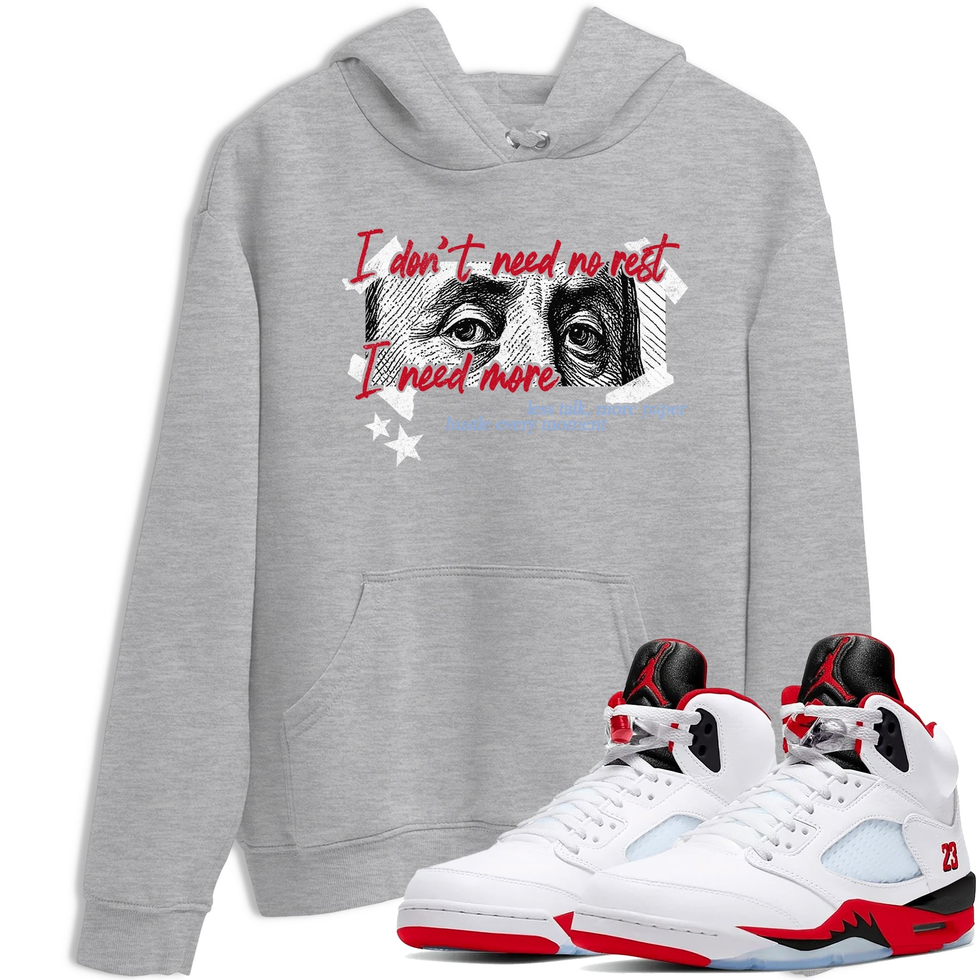 Sneaker match tees  Sneaker Tees To Match Air Jordan 5 Fire Red Shoes  I Need More Tee Heather Grey 1